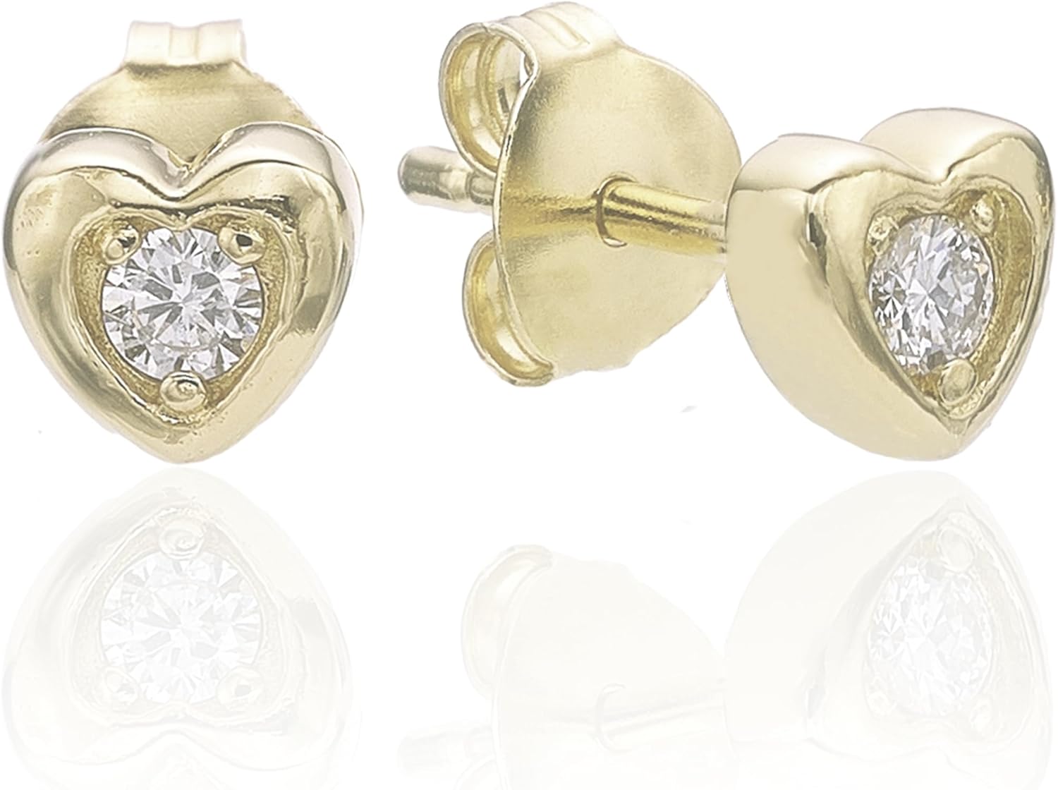 Lavari Jewelers 1/50 Carat Lab Grown Diamond Heart Stud Earrings for Women - 18k Yellow Gold Plated Sterling Silver 13.3mm Heart Earrings for Her - Hypoallergenic Push Back Studs - Minimalist Design - Image 4