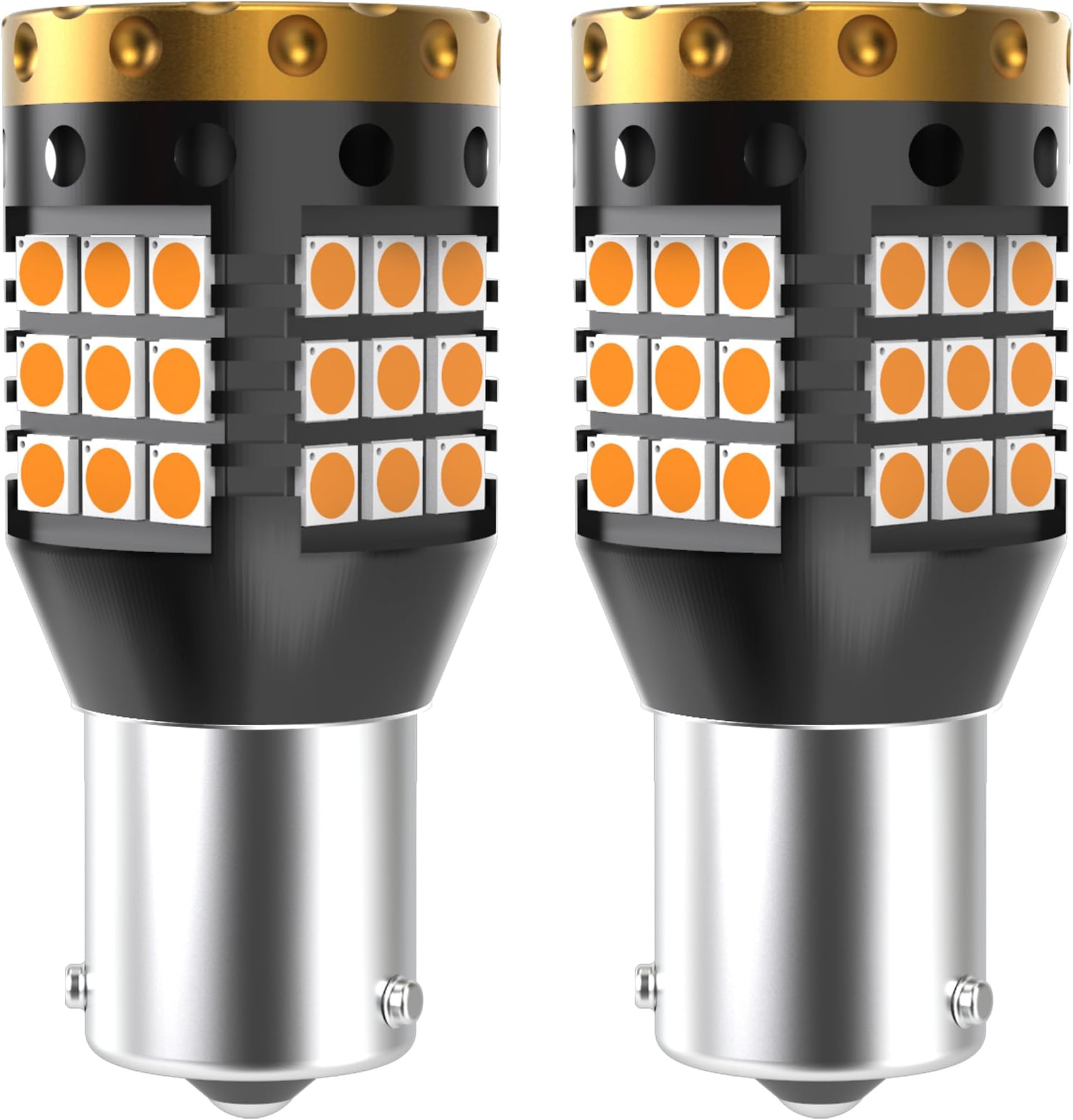 BAU15S PY21W LED Turn Signal Light Bulbs Amber Yellow Orange 3700LM 3030 45 SMD Canbus Error Free Anti - Hyper Flash for Car Front or Rear LED Turn Signal Light (2-Pack)