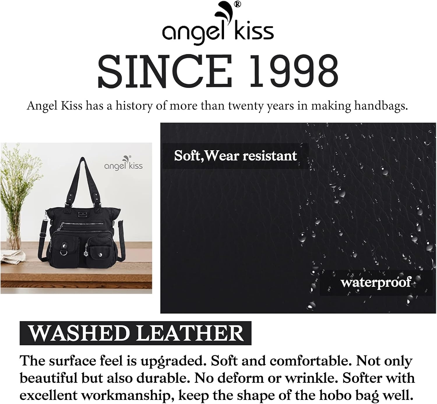 Angelkiss Purses and Handbag for Women Soft Leather Hobo Bags Satchel Shoulder Bags Ladies Tote Crossbody Bag | Purses, Handbag, Soft Leather, Ladies, Purses, Handbag - Image 3