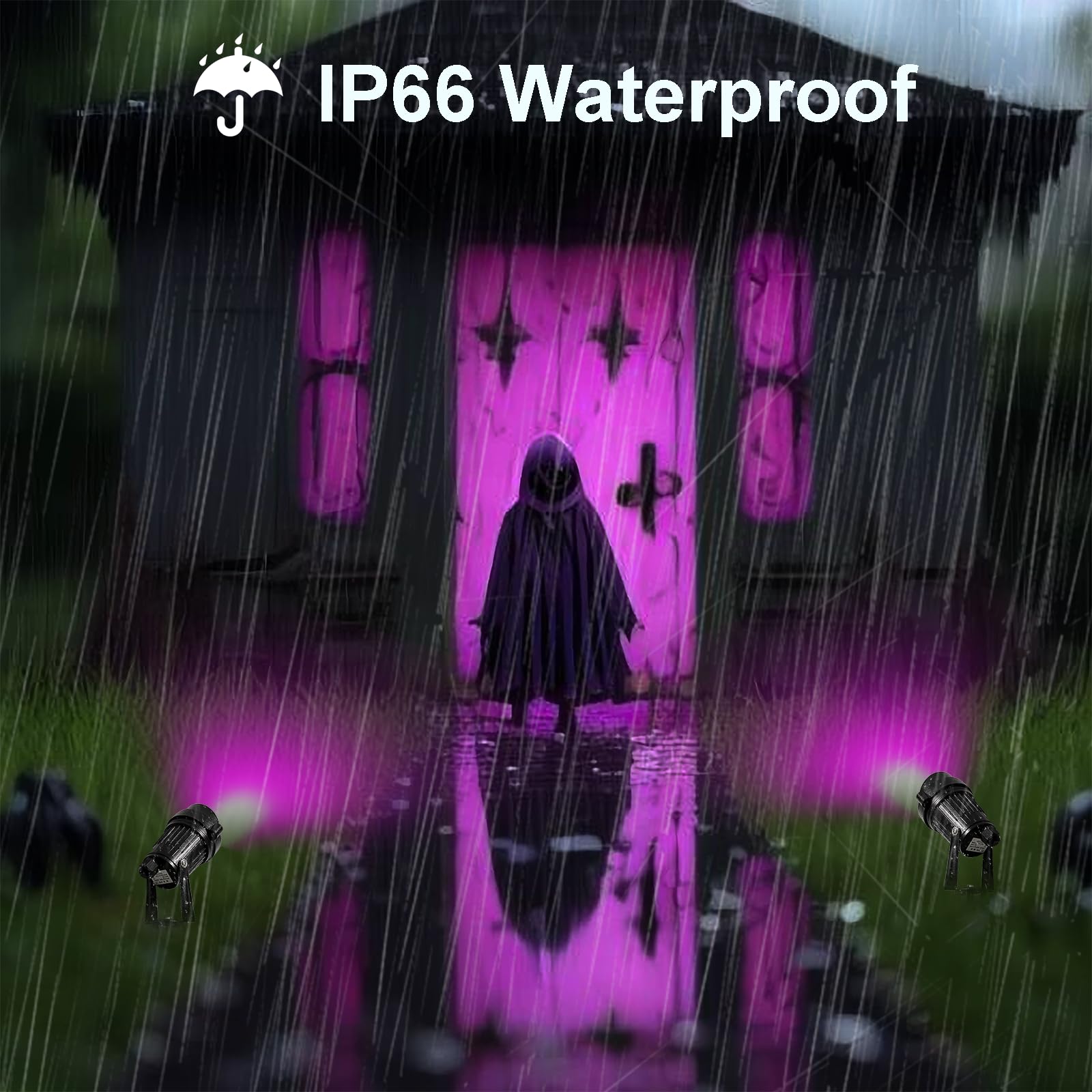 Foco de Luz UV,2 Piezas Luz Negra Ultravioleta,Lámpara UV LED IP66 Impermeable, Luz LED Ultravioleta Exterior para Halloween Navidad Fiesta Bar Discoteca DJ Fluorescente Pintura