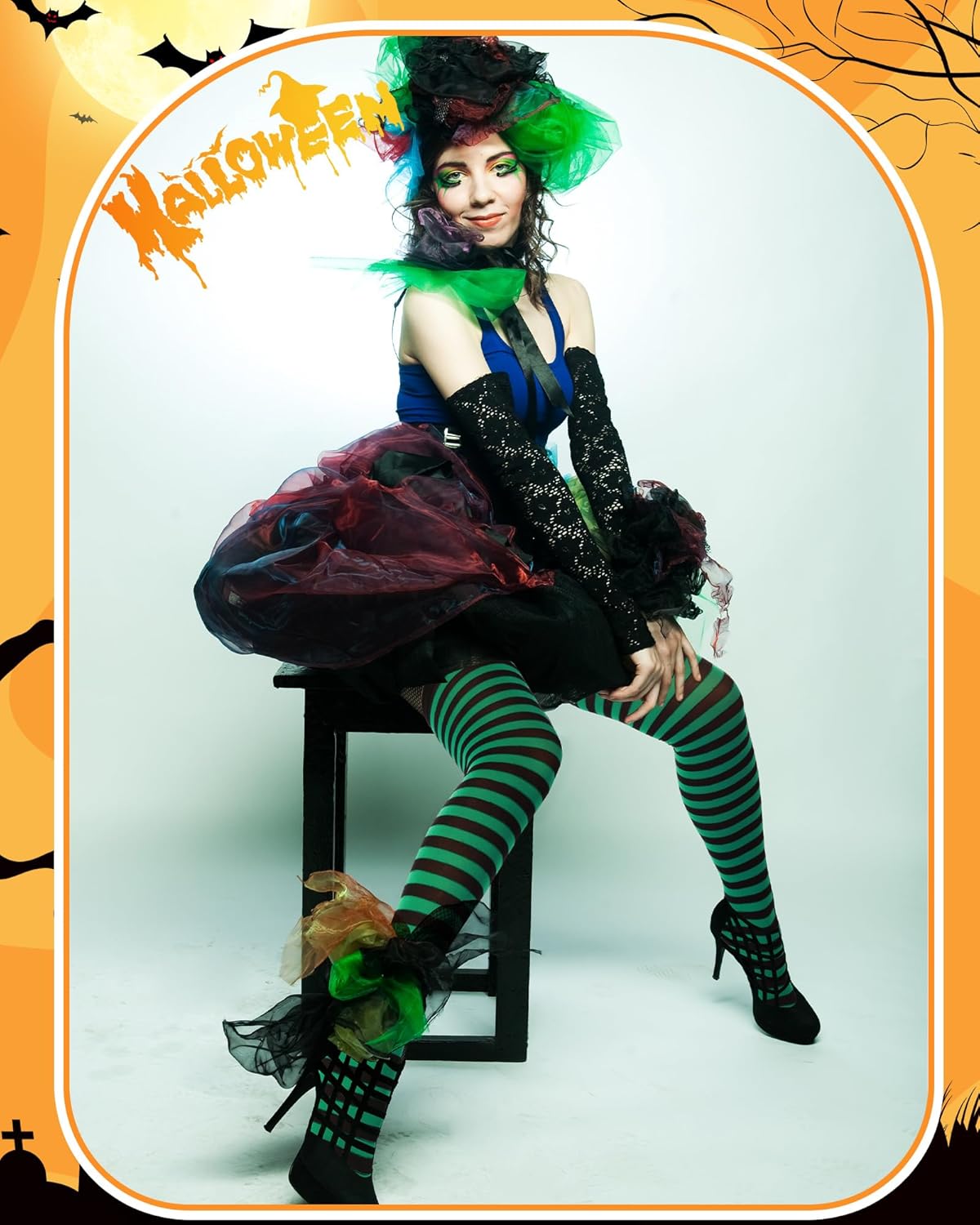 SATINIOR Mardi Gras Women Thigh High Socks Mardi Gras Striped Long Stockings Women over Knee High Socks Gifts - Image 3