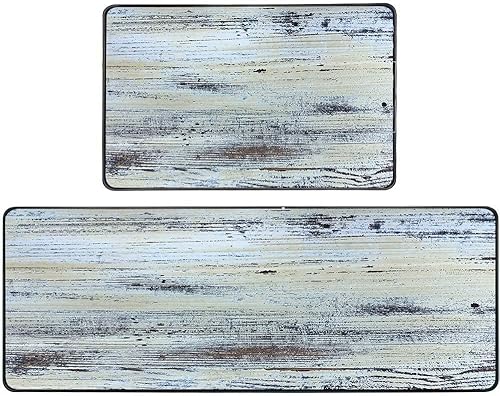 Vista 28 de TOMWISH - Tapetes de cocina para piso, color turquesa, gris, abstracto, pintura artística, 17 x 48 + 17 x 24 pulgadas, juego de alfombras de cocina