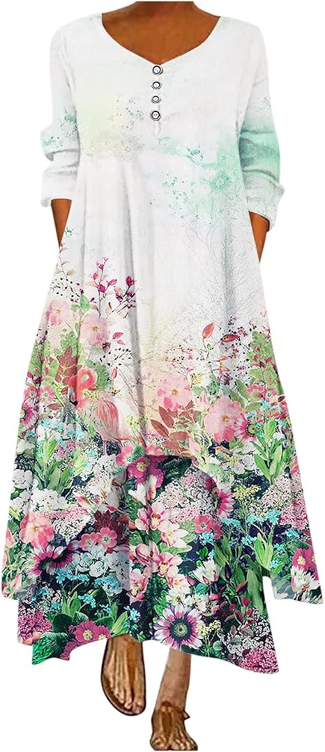 Damen Sommerkleid Blumenprint Mit Lochstickerei - Lässiges Shirtkleid In Großen Größen