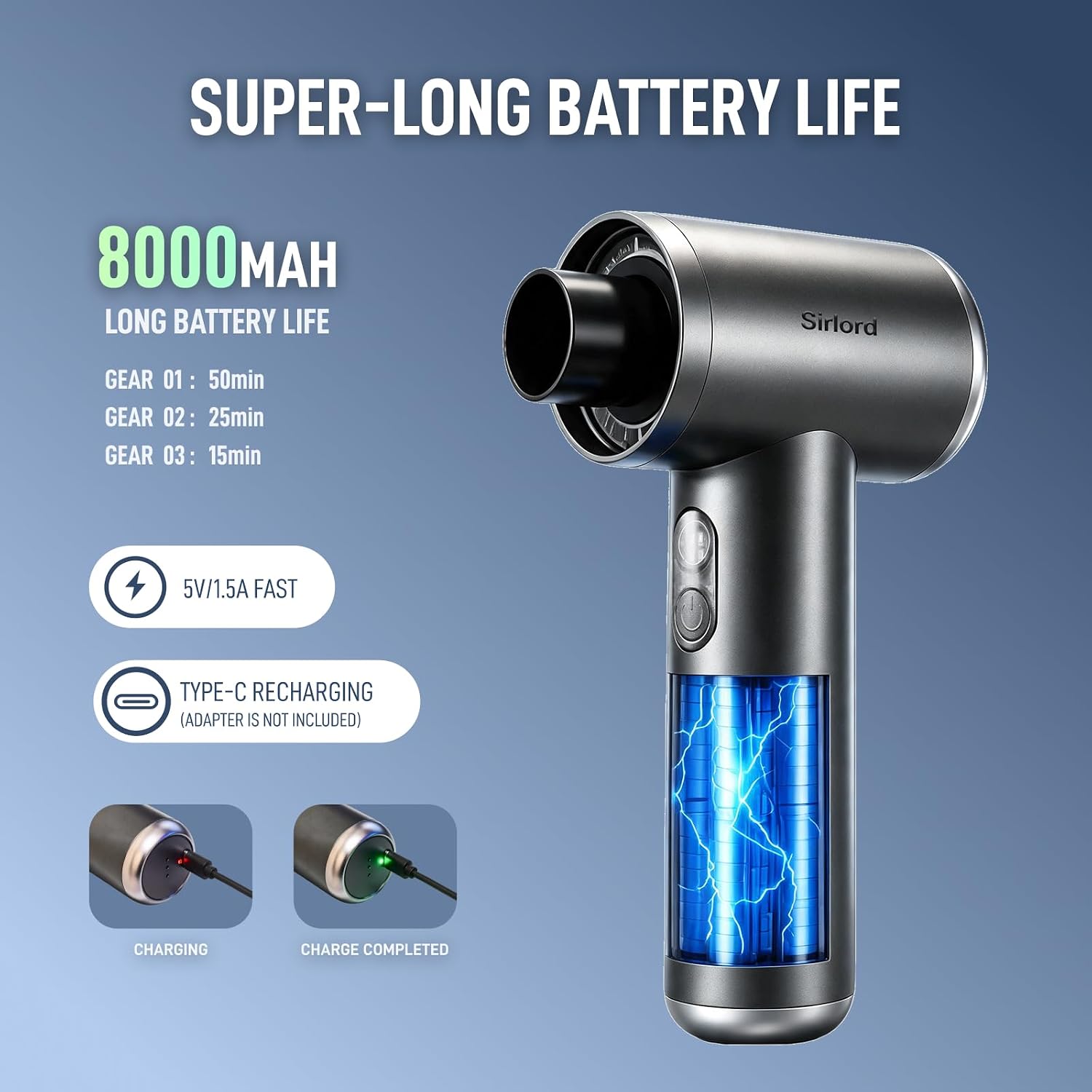 SirLord Portable Handheld Car Vacuum, 22000Pa Strong Suction for Car