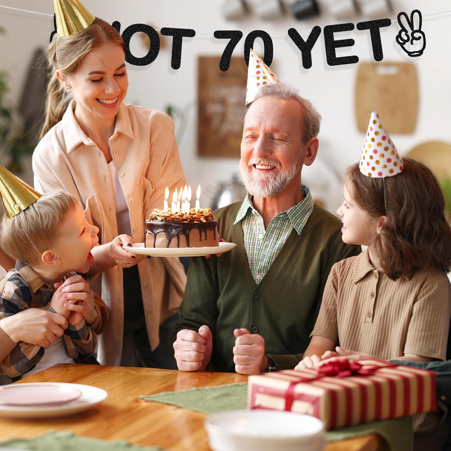 69th Birthday Party Decorations for Men Women, "Not 70 Yet" Birthday Banner - Premium Cardboard Hanging Sign for 69 Birthday Party, Wall & Ceiling Decor image 5
