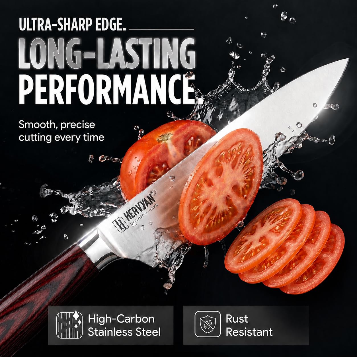 8 Inch Professional Chef Knife 13°–15° Edge German-Inspired Precision Blade High-Carbon Stainless Steel, Ergonomic Pakkawood Handle, Blade Guard and Gift Box for Home Cooks and Restaurants — Amazon image 2