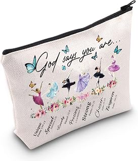 LEVLO Ballet Dancer Cosmetic Make Up Bag Ballet Lover Gift God Says You Are Unique Special Lovely Chosen Makeup Zipper Pouch Bag For Women Girls, God Says Ballet, Cosmetic Bag