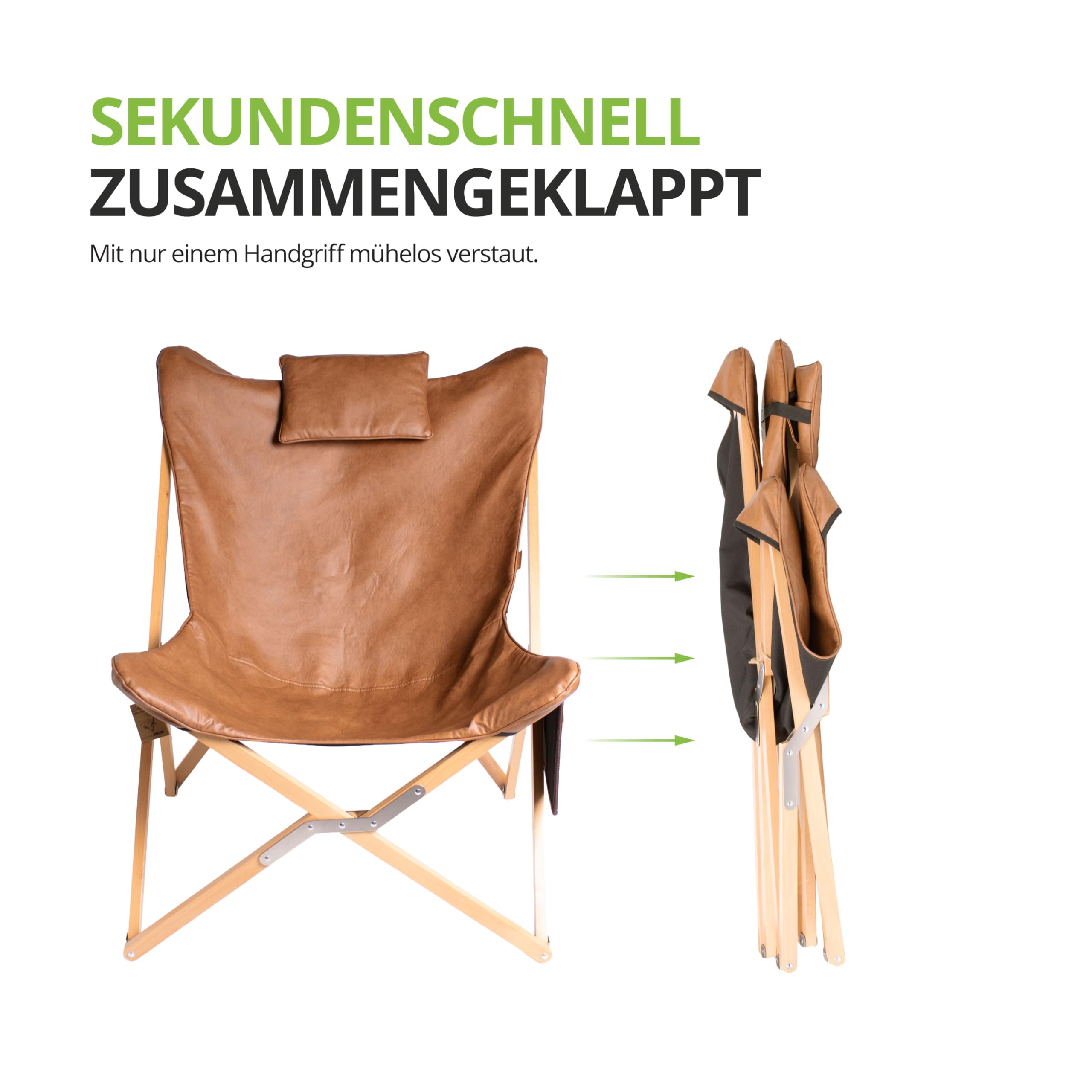 Eclipse Relaxstuhl Siena Loungestuhl Campingstuhl klappbar mit Kopfstütze für Balkon, Garten, Strand und Wohnzimmer ca. 86 x 92 x 78 cm max. Belastbarkeit 120 kg