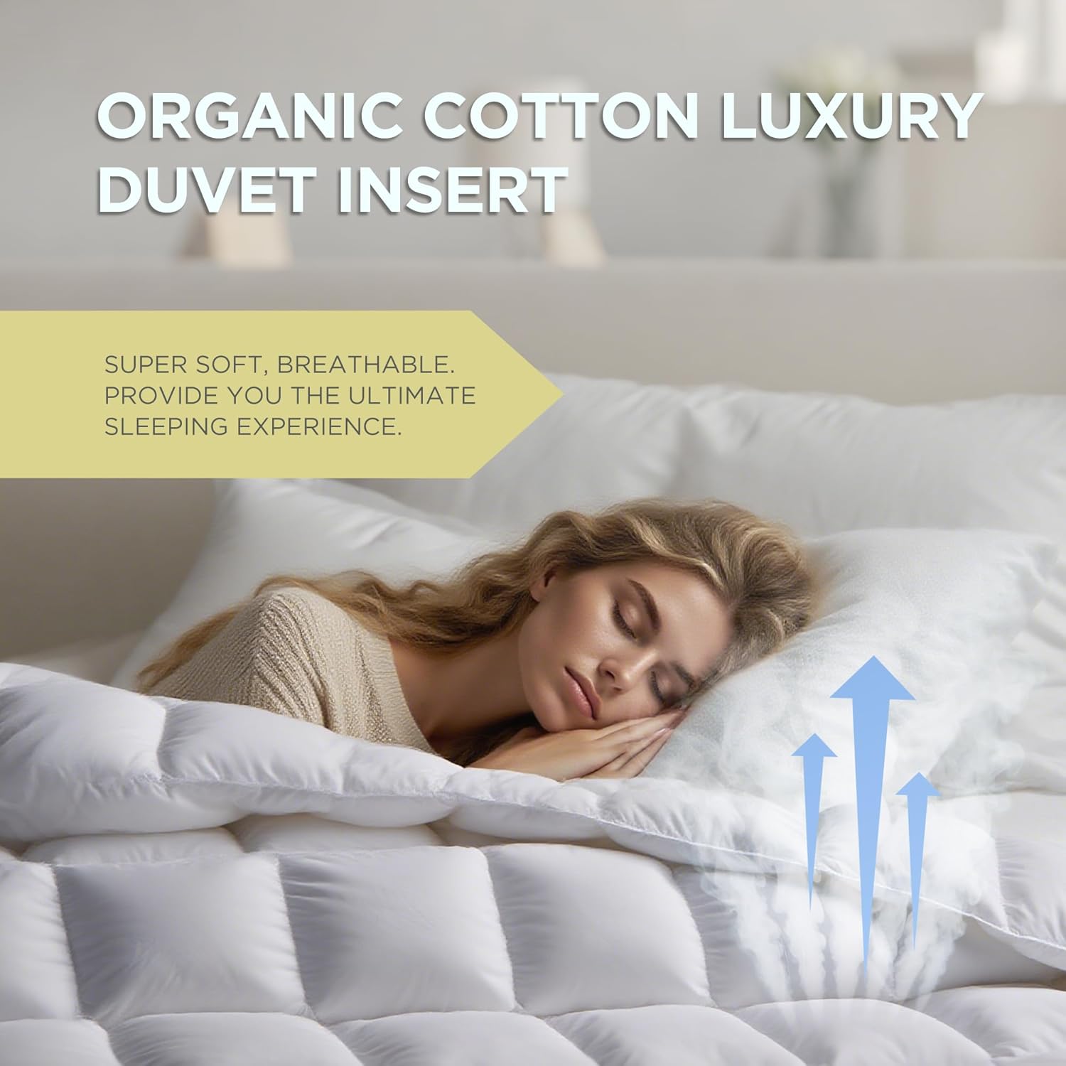 Farm To Home Organic Cotton Feather and Down Comforters Queen Size, 100% Organic Cotton Cover, All Seasons Duvet Insert, 4 Corner Tabs, Naturally Breathable White Bedding Comforters, 90"x90" - Image 6