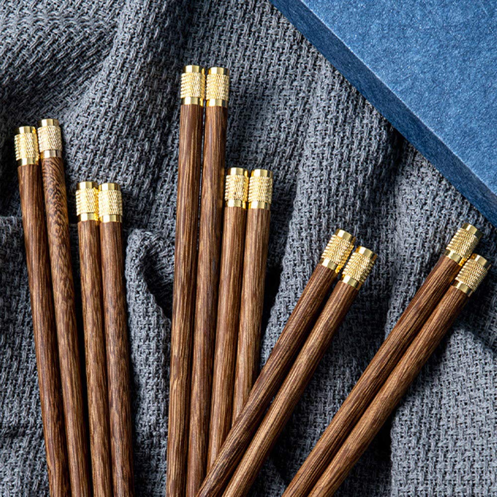 Baguettes en bois réutilisables 2 paires, lavables au lave-vaisselle, coffret cadeau traditionnel chinois élégant, baguettes japonaises de style classique, baguettes écologiques de 9 pouces-B (B)