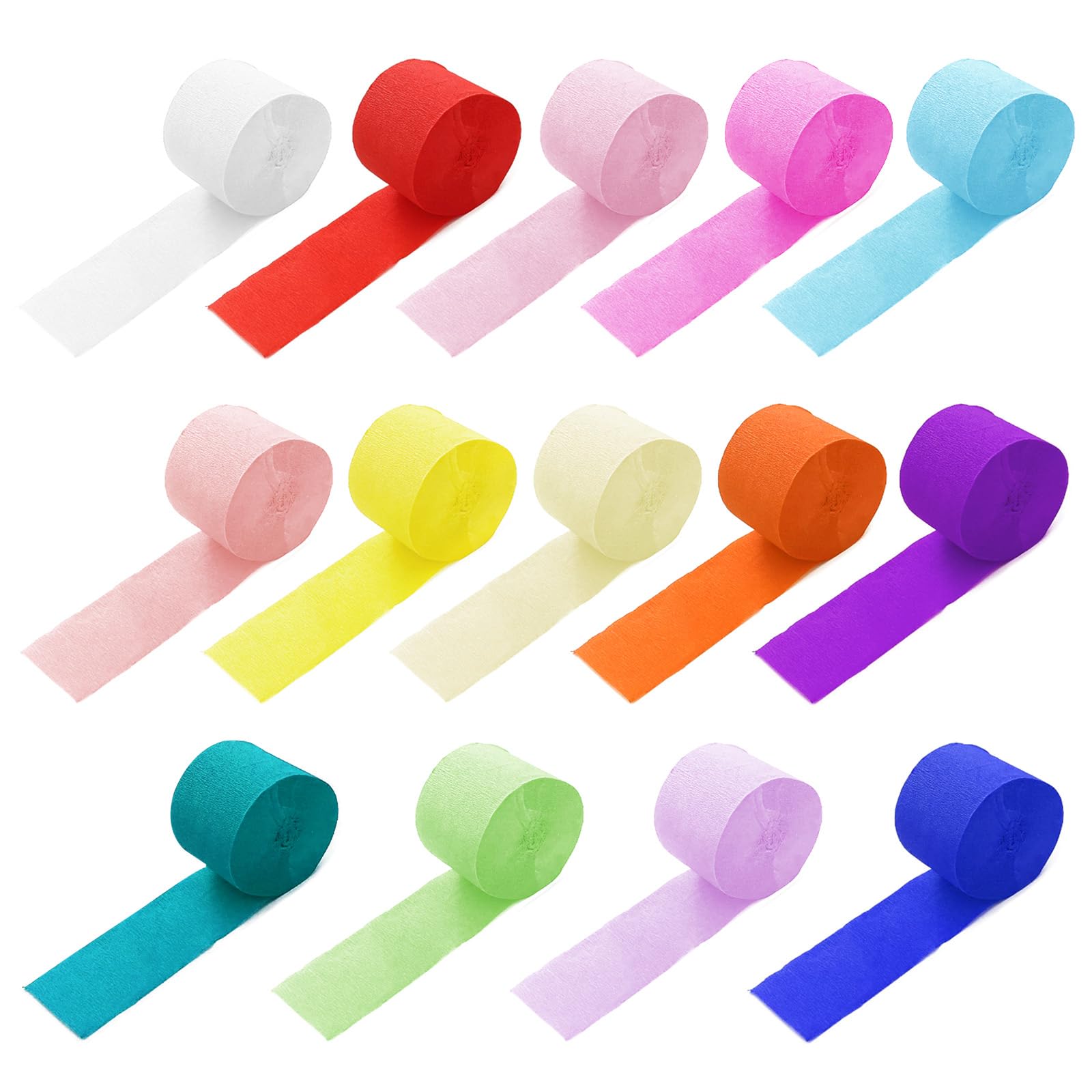 14 Rolls Crepe Paper Streamers, 1148ft Colourful Party Paper Streamers