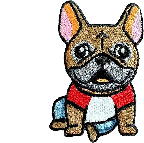 PLpatch Bulldog Francés Perro Cachorro Mascota Lindo Dibujos Animados Logo 8 Coser Hierro en Bordado Apliques Insignia Parche Ropa Traje