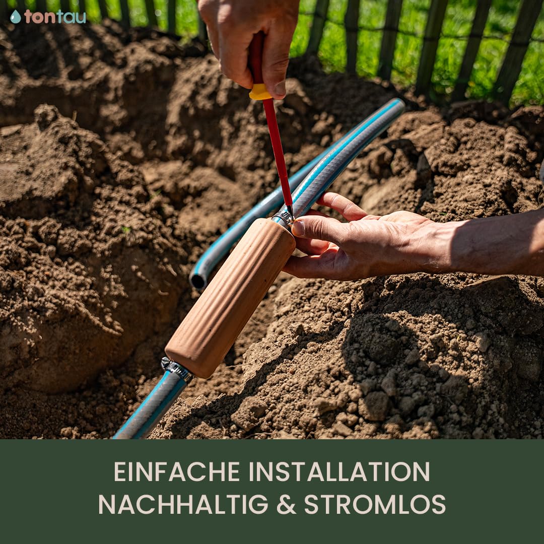 Bewässerungssystem Garten | Ollas Bewässerung aus Ton | Wurzelbewässerung Pflanzen | Wassersparende Tonkegel Bewässerung | Urlaubsbewässerung | Beet Hochbeet Gewächshaus (tontau TWO, 10er Set)