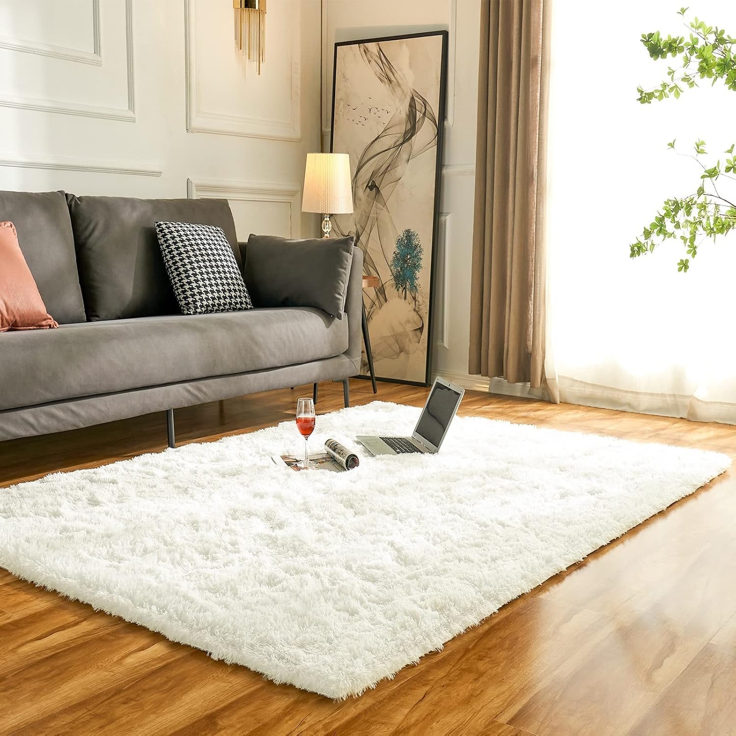 Obundi Soft Shaggy Rugs,Fluffy Area Rugs,Bedside Rug for Living Room,Dining Room(Cream,140x200 cm) — image 1