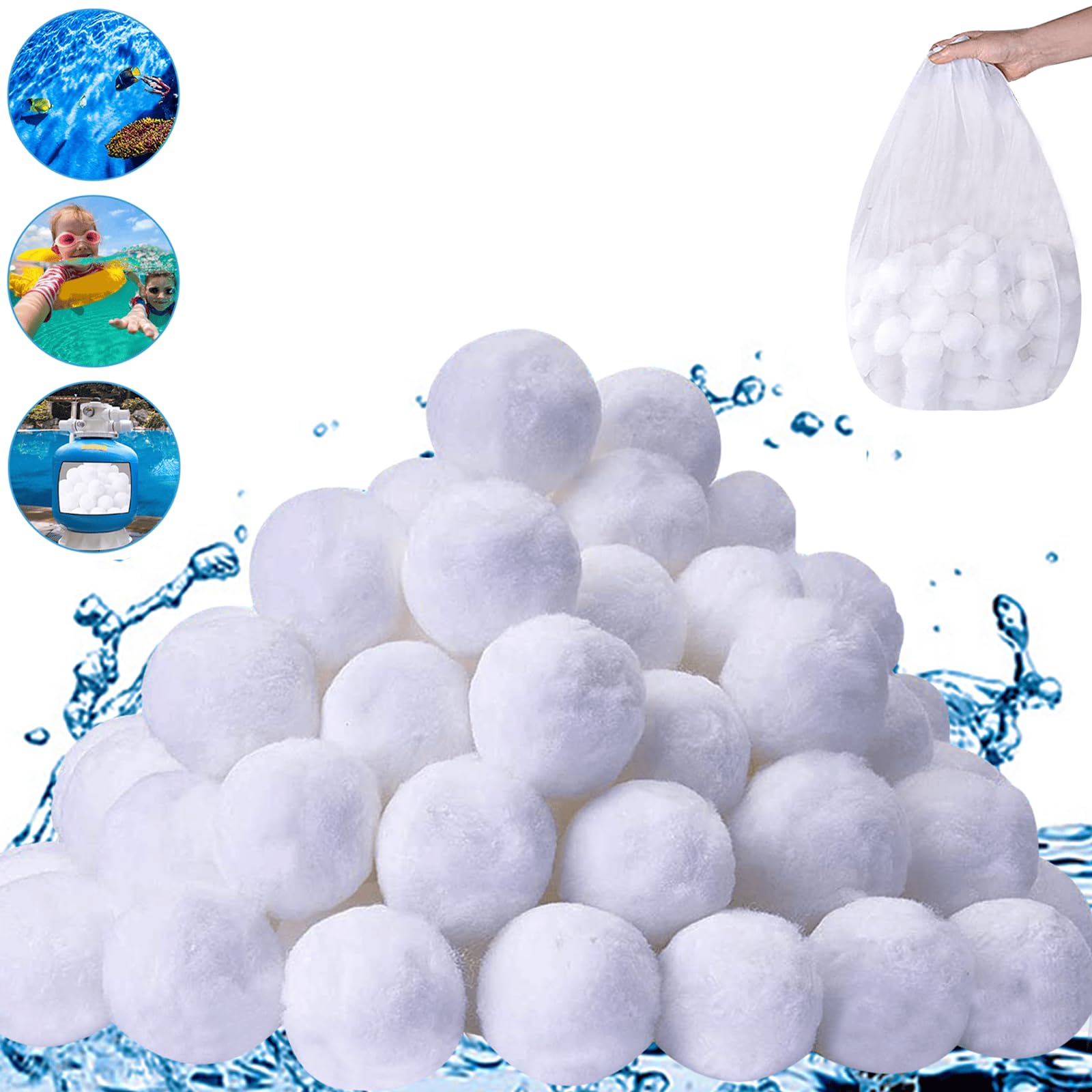 4.6 lbs Pool Filter Balls for Sand Filter, Eco-Friendly Reusable Pool Fiber Filter Balls Replace Pool Filter Sand, Pool Filter Media Balls for Swimming Pool (Equals 150 lbs Pool Filter Sand)