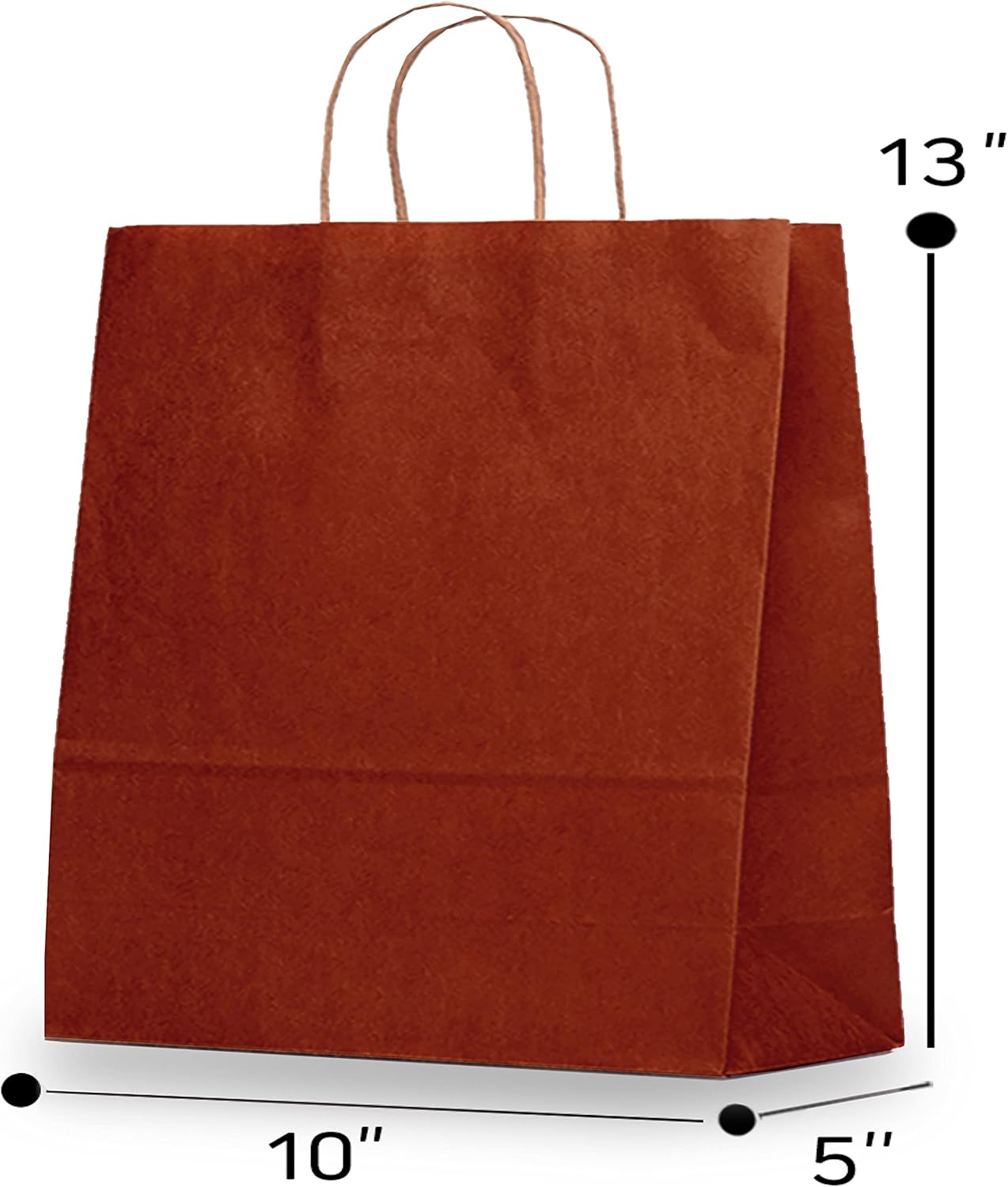 Solid Print Holiday Gift Twisted Handles Kraft Paper Bags in Bulk, Multipurpose use, Suitable for Every Occasion, 10 X 5 X 13, Ruby Red