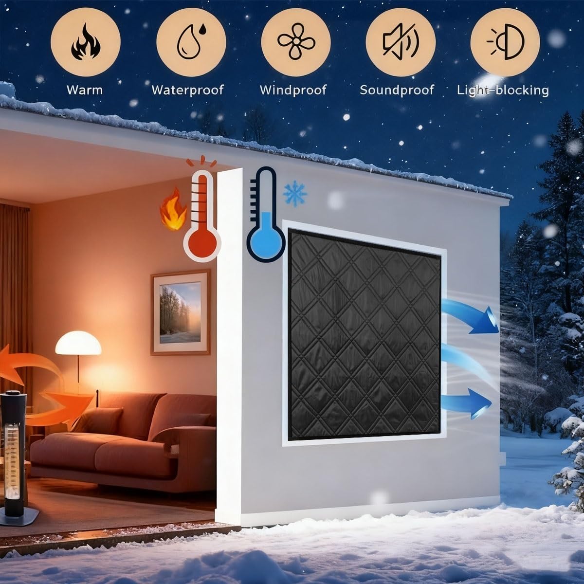 Isolierfolie Fenster Thermofolie Fenster Oxford Stoff 3-Lagig Fensterdämmung Kälteschutz Wärmedämmung Vorhang Verdunkelnd Winter Isolierung Für Fenster Innen(Silber,130x200cm)