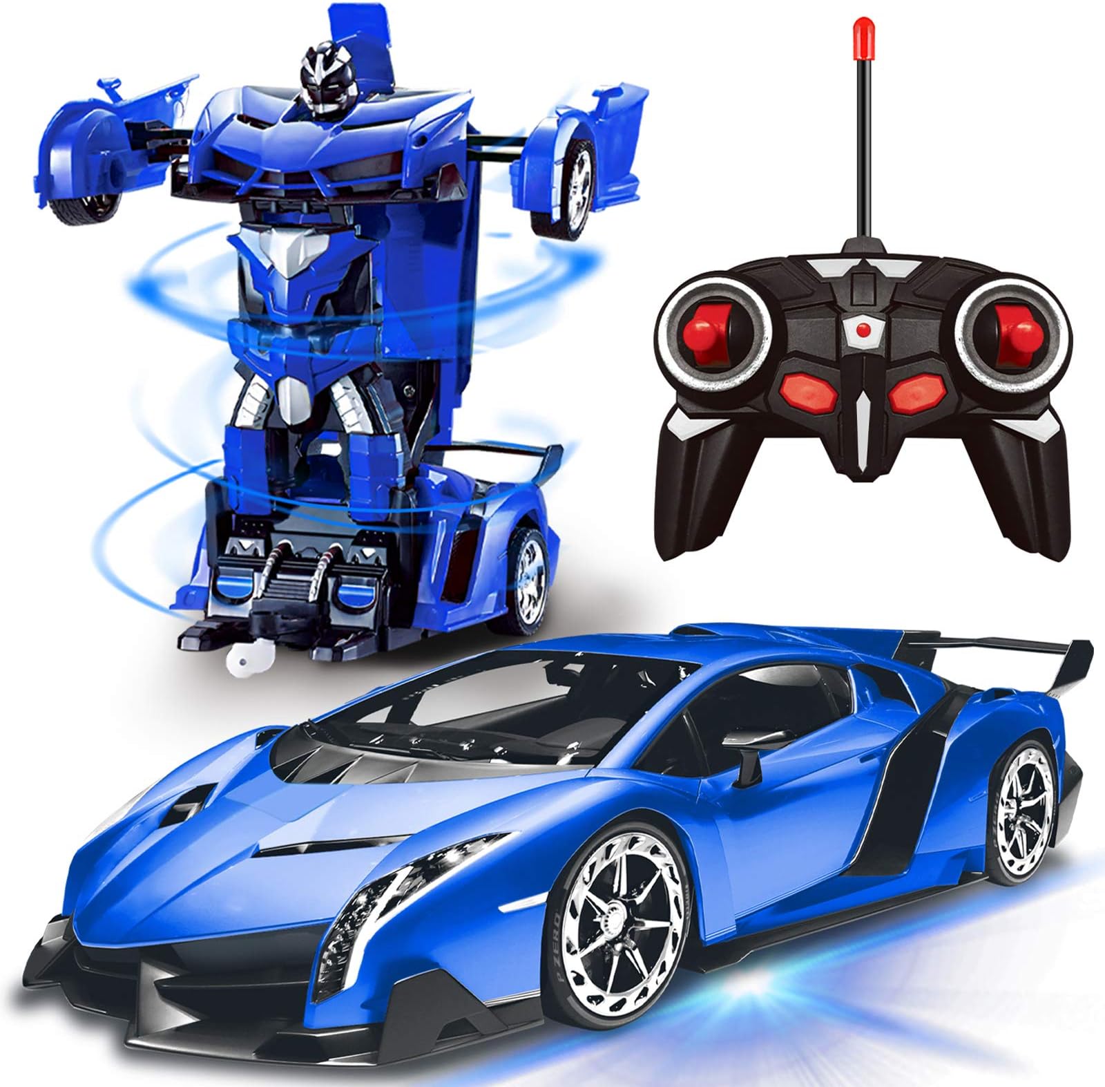 Remote Control Car - Transform Robot Toys for Boys Teens, Rechargeable RC Car with Lights, 2.4Ghz RC Car 1:18 Rechargeable 360° Rotating Race Transform Car Birthday Christmas Gifts for Kids