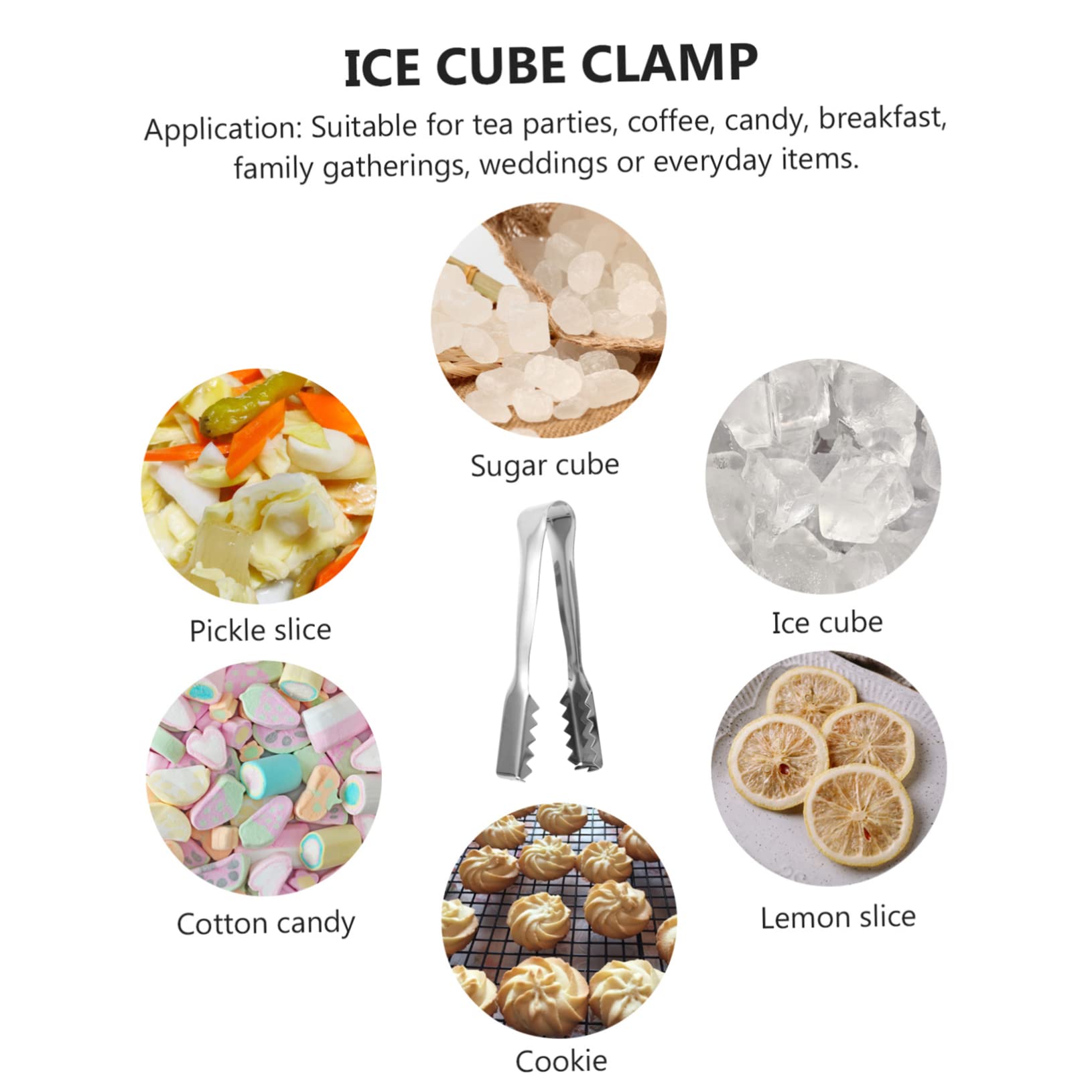 HOLIDYOYO 2 Pcs Stainless Steel Ice Cube Clamps Round Ice Ball Tongs Serrated Serving Tongs for Food