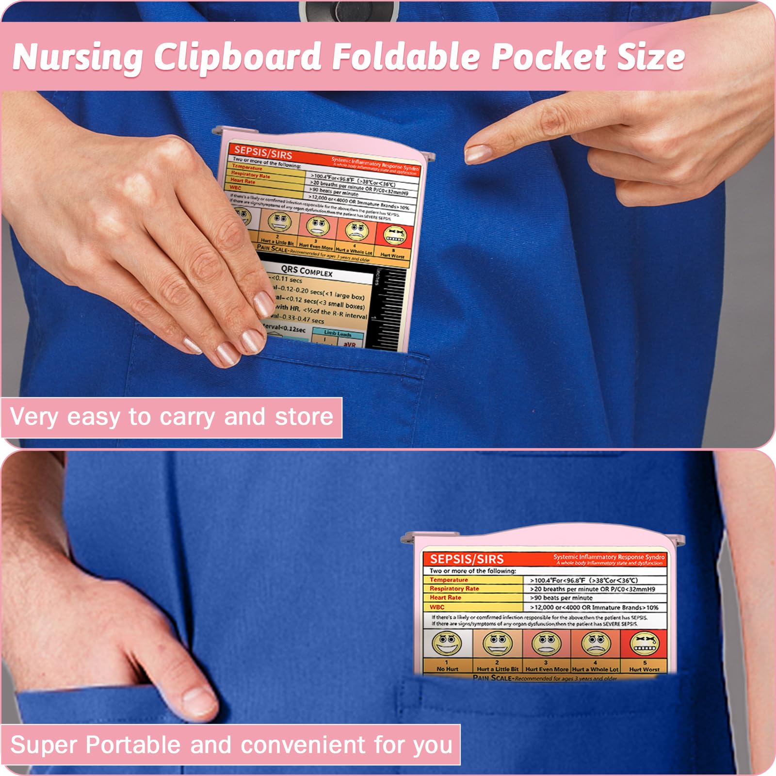 Nursing Clipboard Foldable Clipboard Medical Edition Cheat Sheets Aluminum 3 Layers Foldable Clipboards Nursing Pocket Size Profile Clip — view 2