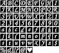 Vista 1 de Eage Plantillas de letras del alfabeto de 2 pulgadas, 68 piezas de plástico reutilizables con símbolos de letras y números, kit de plantillas