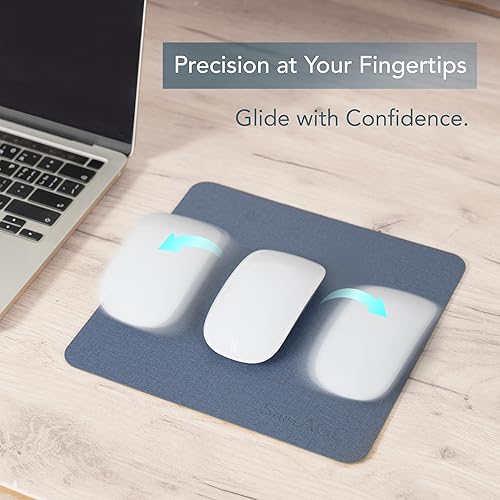 Miniatura 4 de SenseAGE Alfombrilla de mouse delgada para el hogaroficina, alfombrilla portátil para computadora y laptop, estilo de tela, piel vegana, base