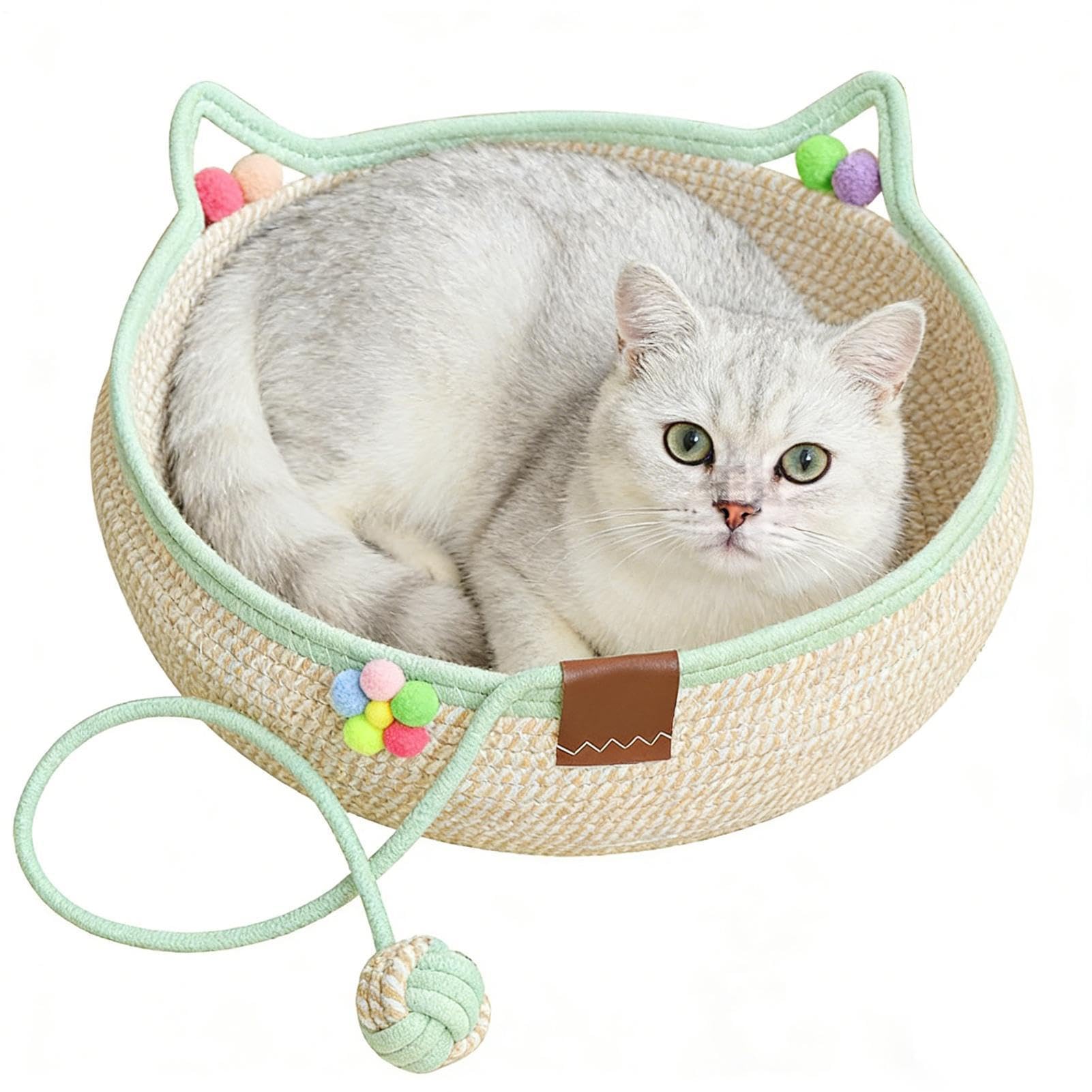 Lit pour chat toutes saisons et nid griffoir avec balle de jeu intégrée