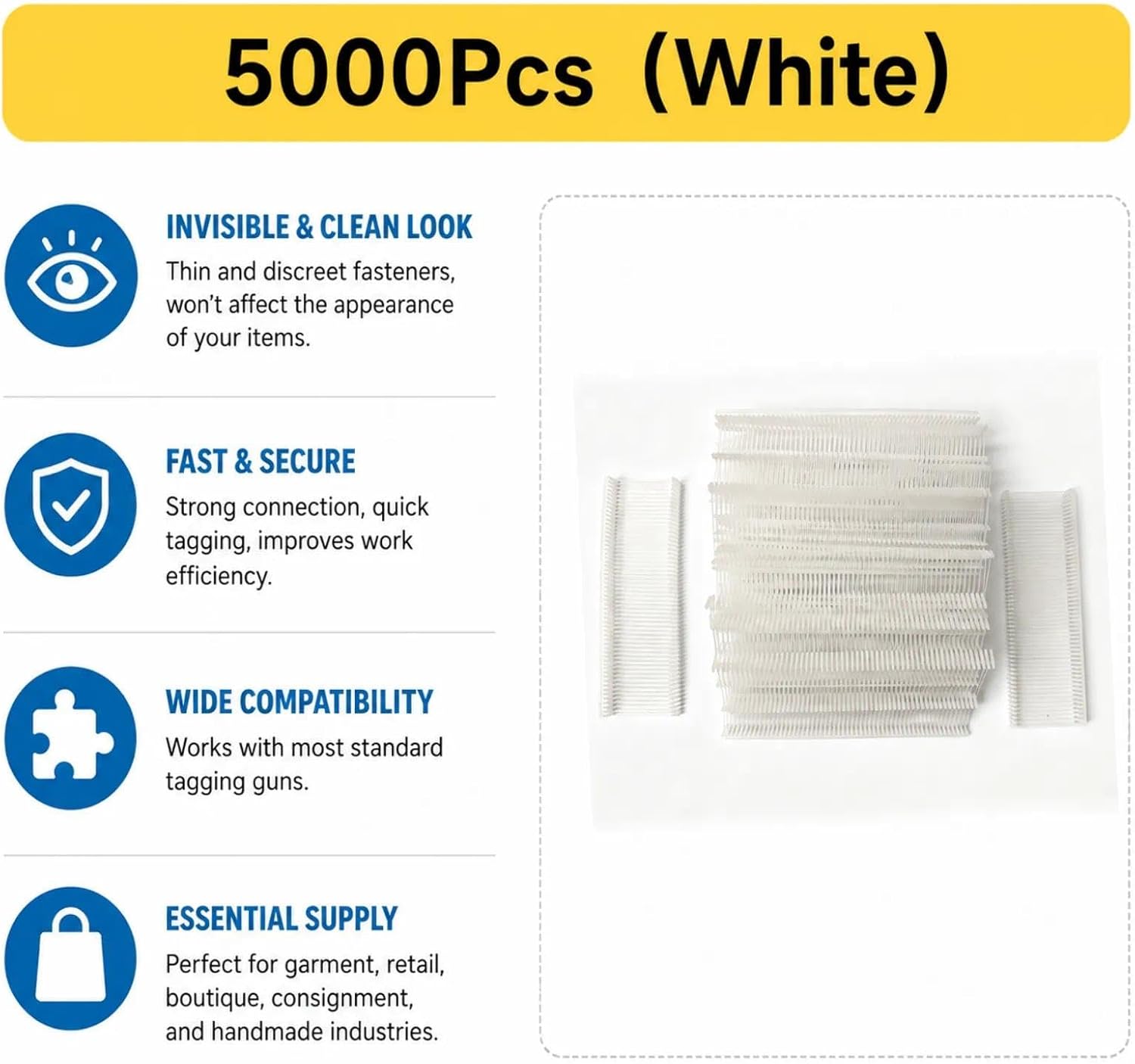 5000PCS 25mm Standard Tagging Gun Fasteners, White Tag Barbs image 4