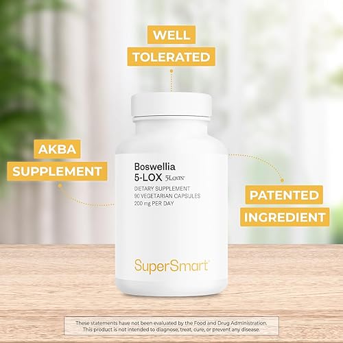 Miniatura 3 de Supersmart - 5-Loxin 200mg por día (patentado) - Suplemento AKBA - Extracto de boswellia serrata de 5-loxina  Sin OMG y sin gluten - 90 cápsulas