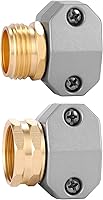 Sanpaint Zinc Aluminum Male Female Garden Hose Repair Fitting, Fits 5/8" & 3/4" Hoses, 2 Pack Couplings with Clamps