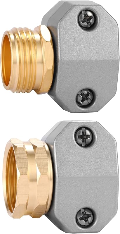 Zinc and Aluminum Male and Female Coupling, Fits All 5/8-Inch and 3/4-Inch Garden Hose Repair Fitting, 2 Pack(Female & Male) | Zinc and Aluminum Hose End Repair