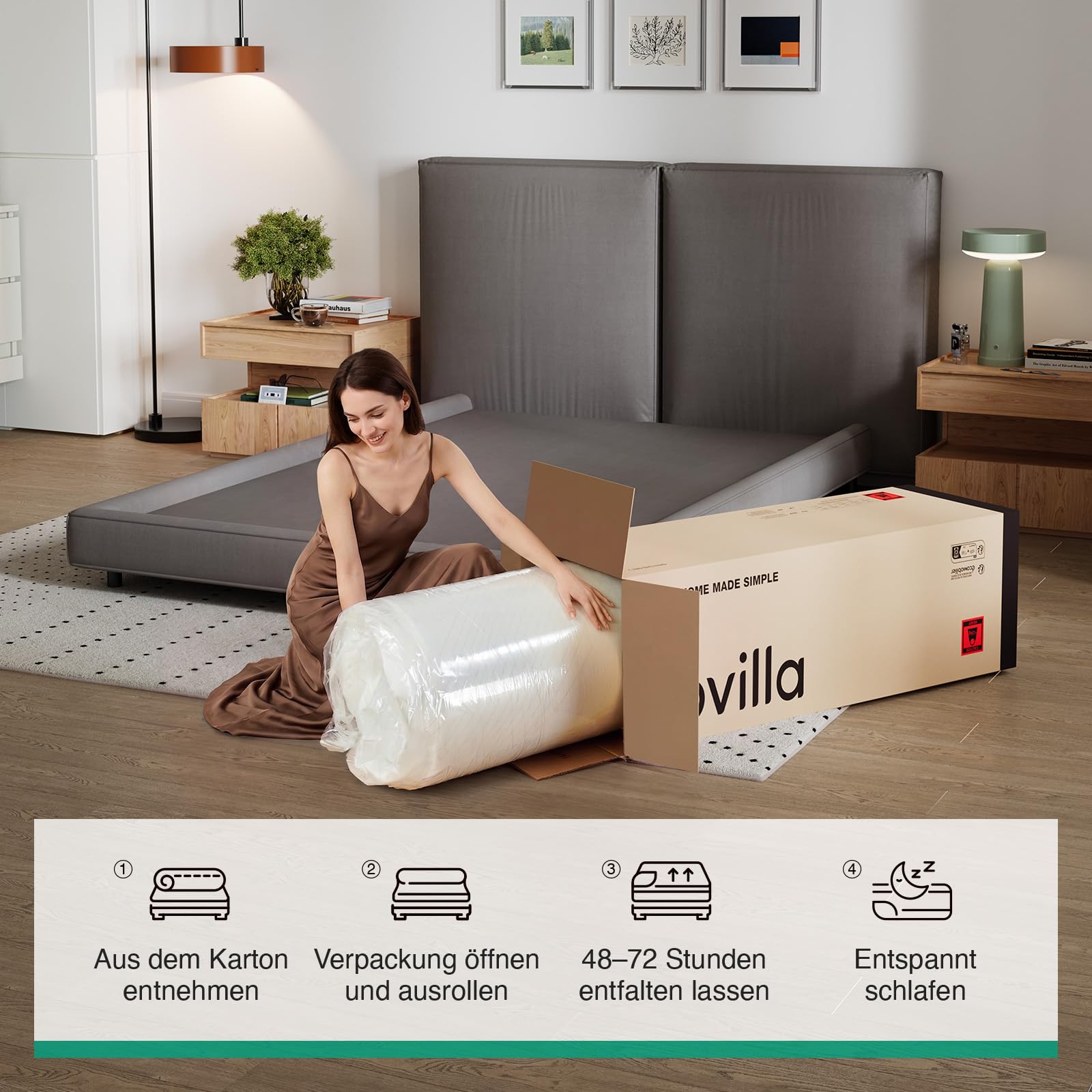 Novilla Matratze 140x200 cm 25 cm Höhe H3 mittelfest 7 Zonen Hybridmatratze | Taschenfederkernmatratze mit Komfortschaum Passt sich Körperformen natürlich an, Atmungsaktiver Unterstützung, Oeko-TEX®