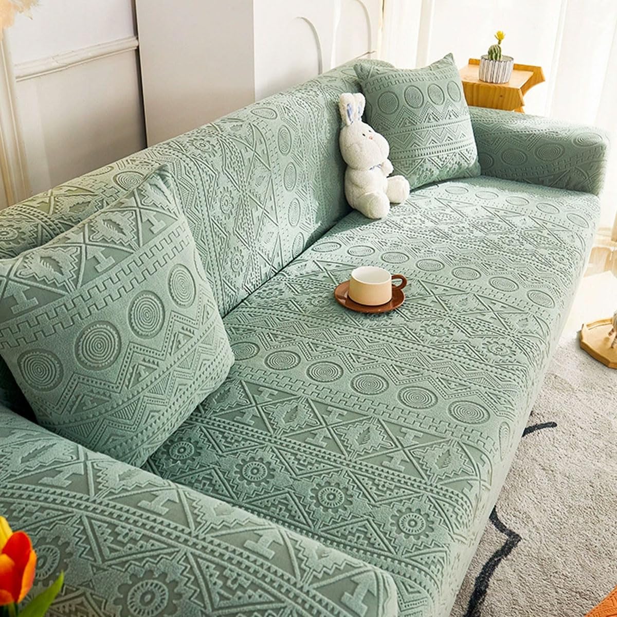 Qqwbhj R Sofa Cove Stretch 1 2 3 4 Seate Non Slip Couch Covers Anti Slip Thickened Sofa Slipcovers All-Inclusive Sofa Slipcove Polyeste Spandex Furniture Protector(Size:3 Seate (190-230Cm),Color:r)