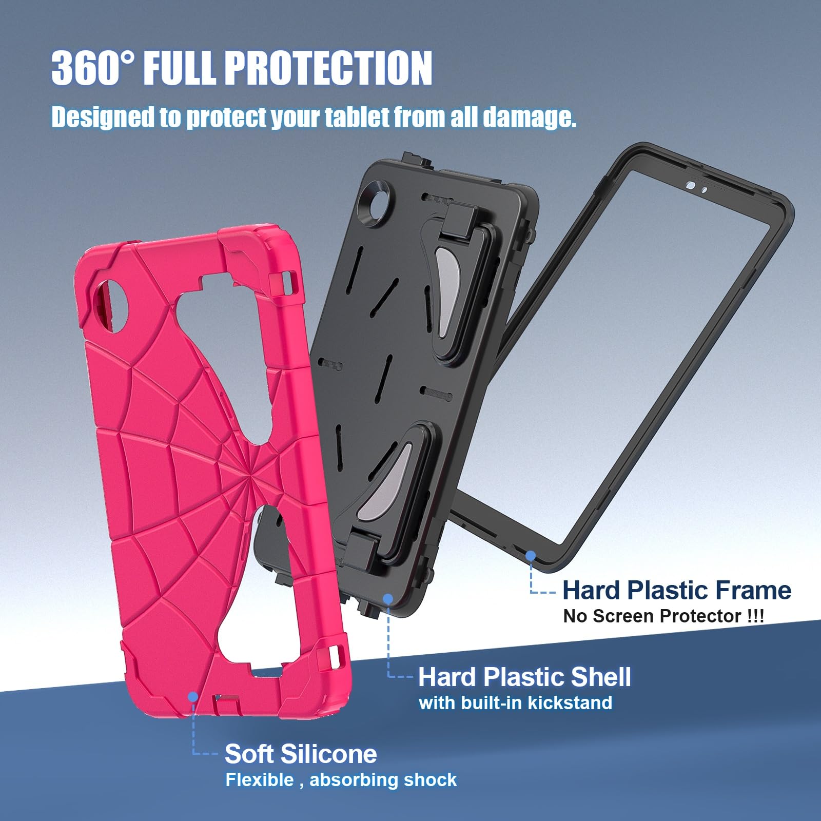 Custodia protettiva per tablet PC compatibile con Samsung Galaxy Tab A9 2023 8,7 pollici Custodia SM-X110/X115/X117, custodia con cavalletto resistente antiurto custodia robusta protettiva rigida PC +