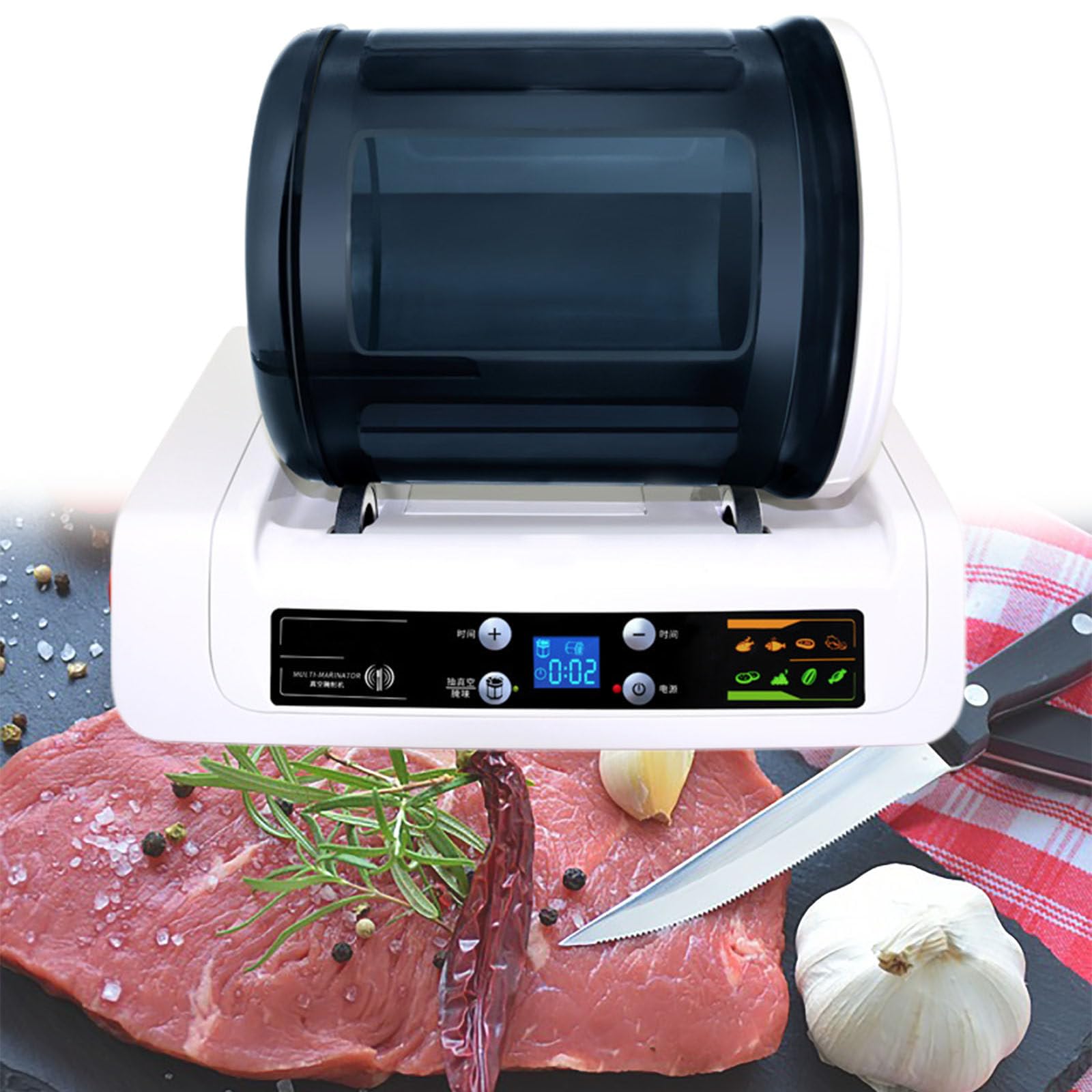YXYLJOZ Electric Vacuum Food Tumbling Machine, Multi-Marinator Automatic LCD Smart Hamburger Pickling Machine 5L for Kitchen Food Processing Household