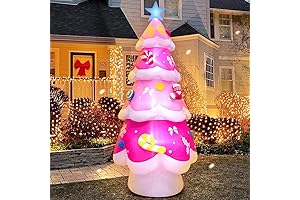 KOOY 7FT Pink Christmas Tree Inflatable Outdoor Decoration