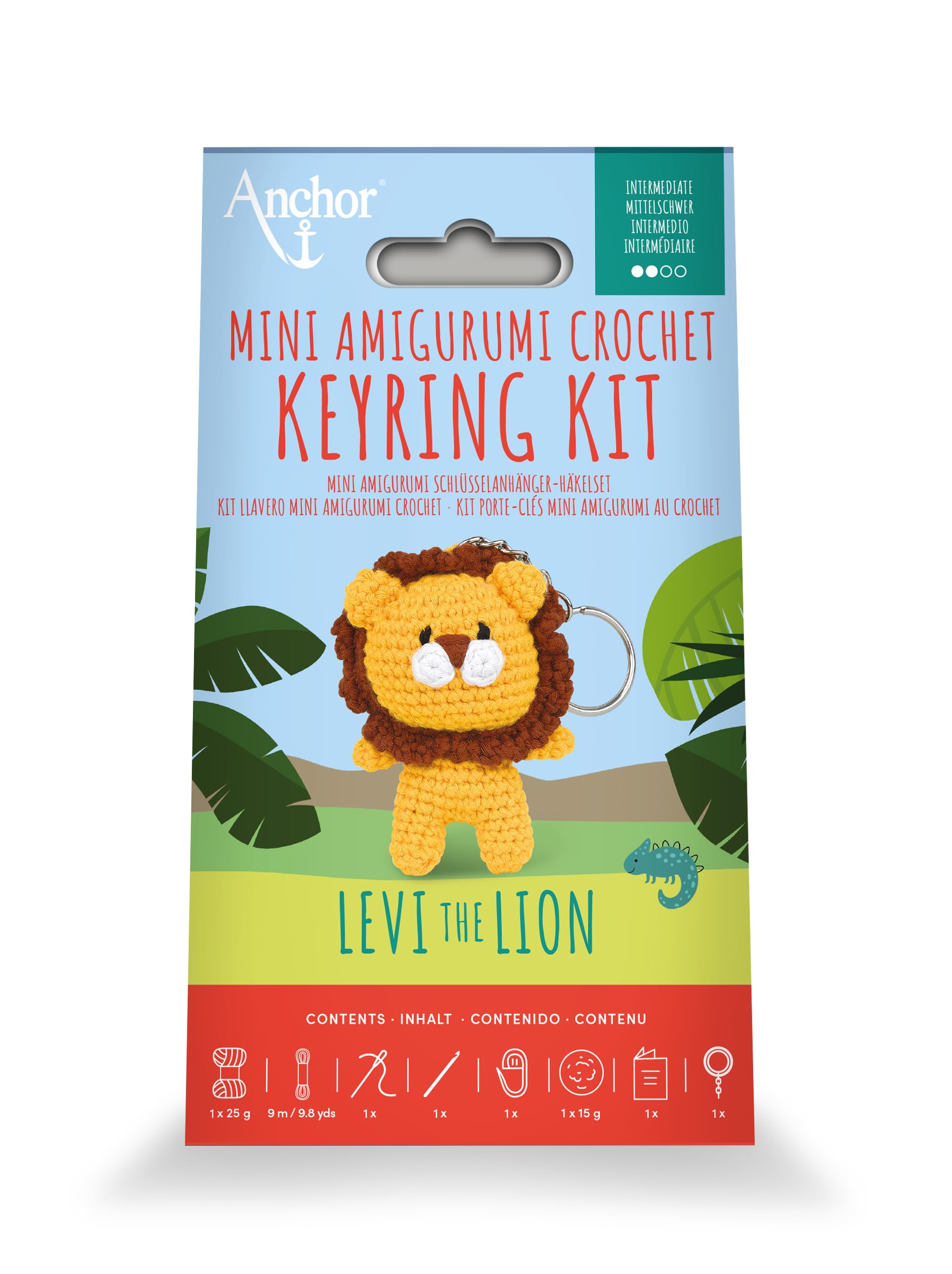 DMC Anchor Levi the Lion Mini Amigurumi Keyring Kit