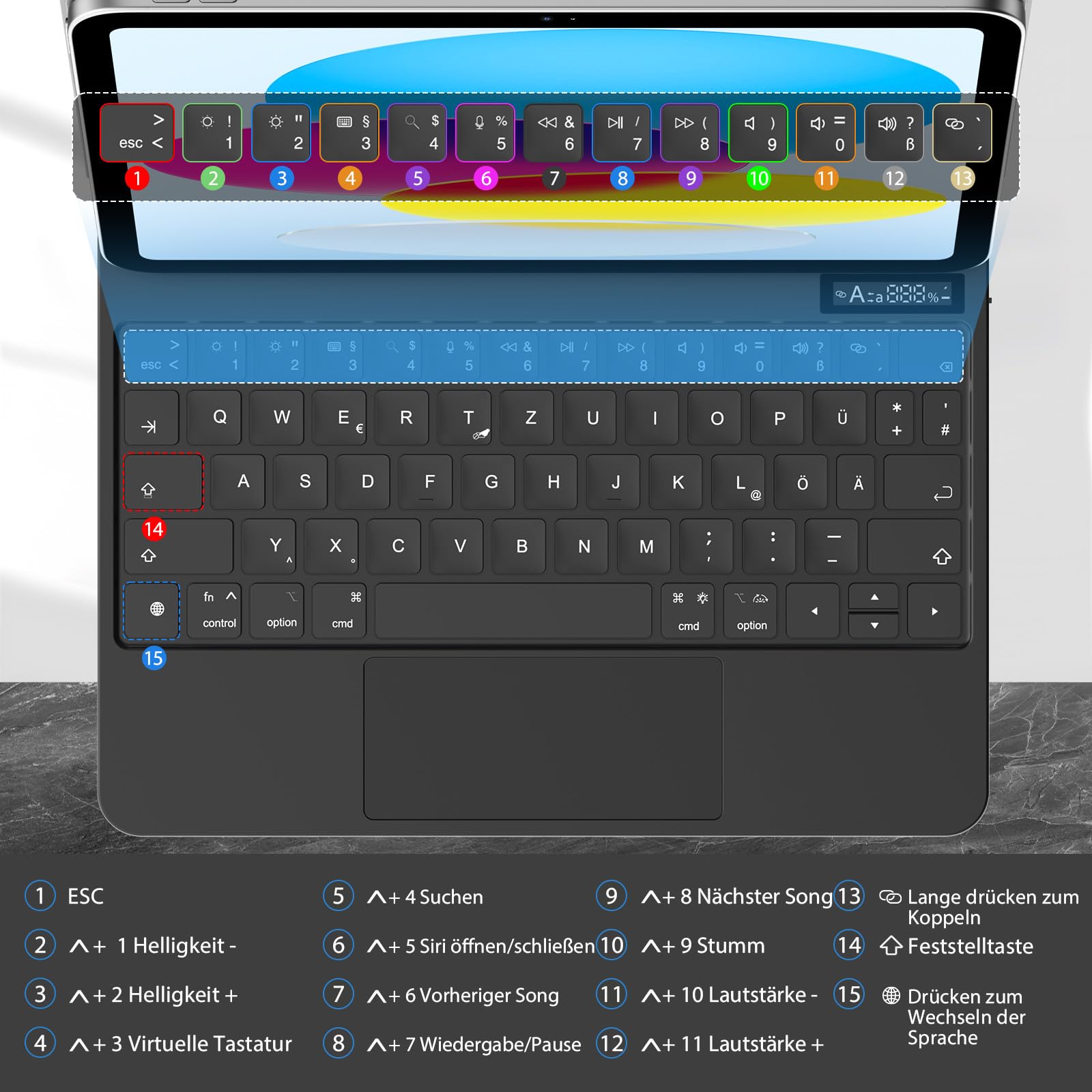 KBCASE Tastatur Hülle für iPad A16 11.Generation 2025/10.Generation 2022