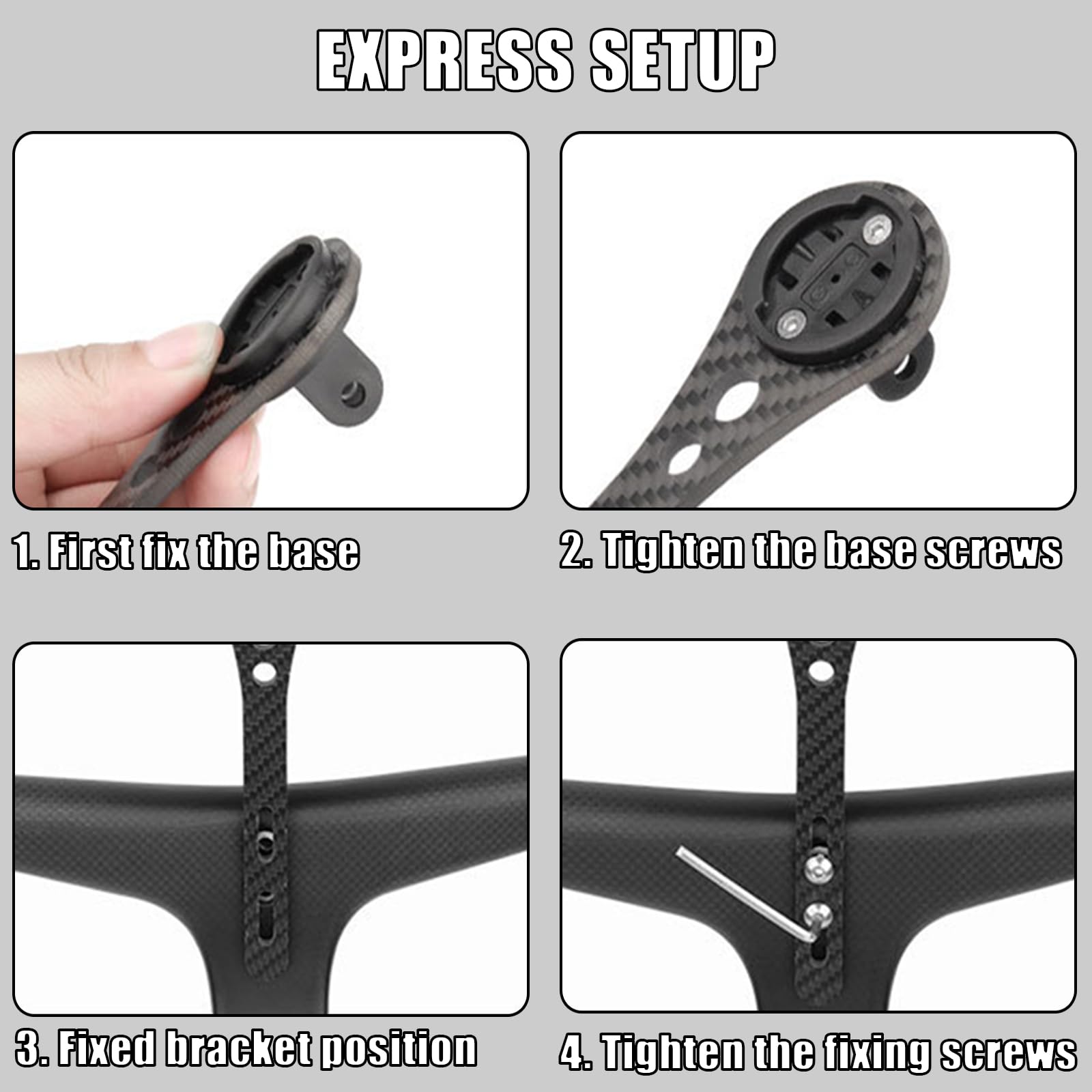 Wenbones Supporto Integrato Ciclocomputer, Supporto Computer da Manubrio Fibre de carbone, Supporto per Computer da Ciclismo per Bici per Garmin Edge, TOREAD.X, Cateye, Bryton, Blackbird