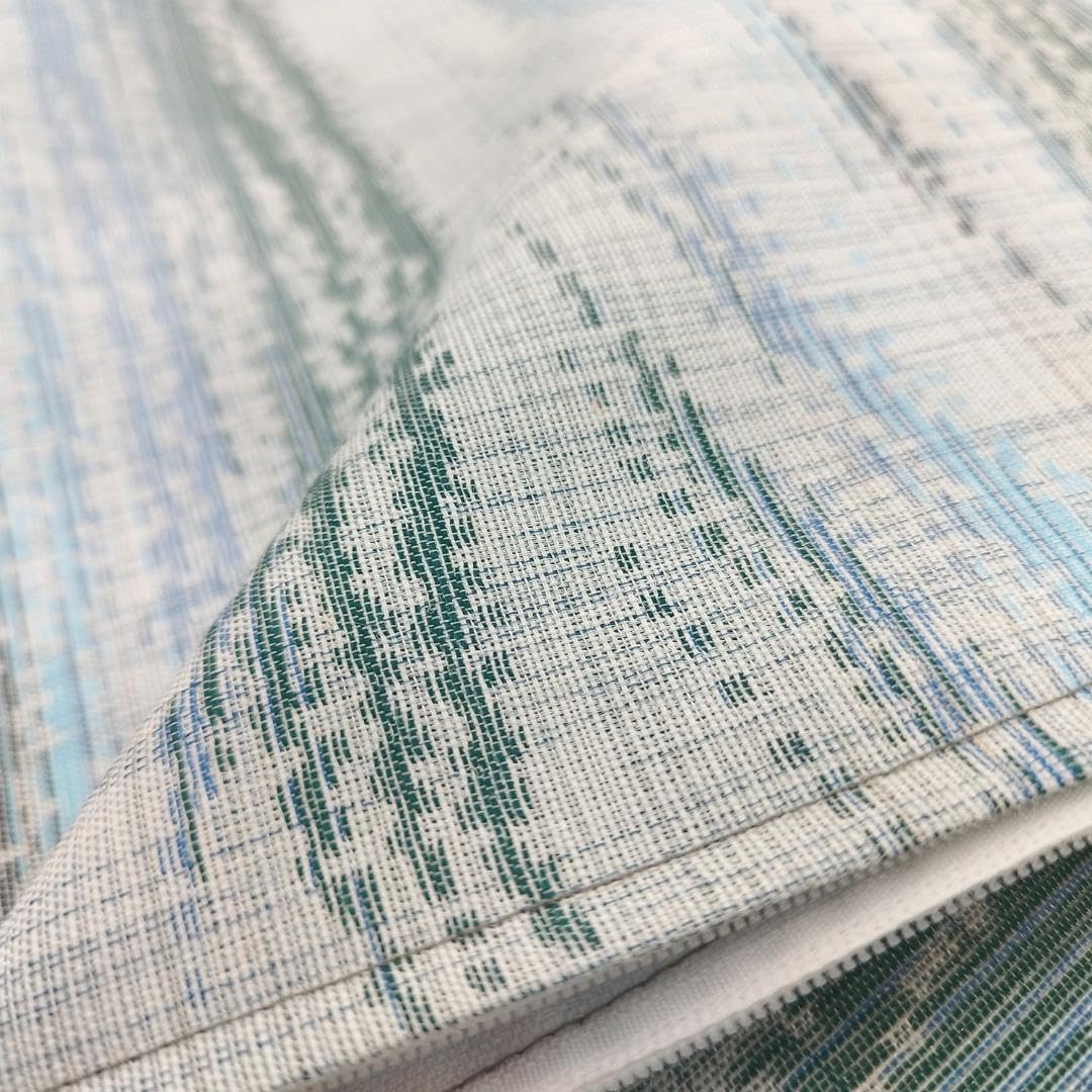 新品 座布団カバー 5枚組 夏用 八端判 麻混 ブルー 国産ー 座布団