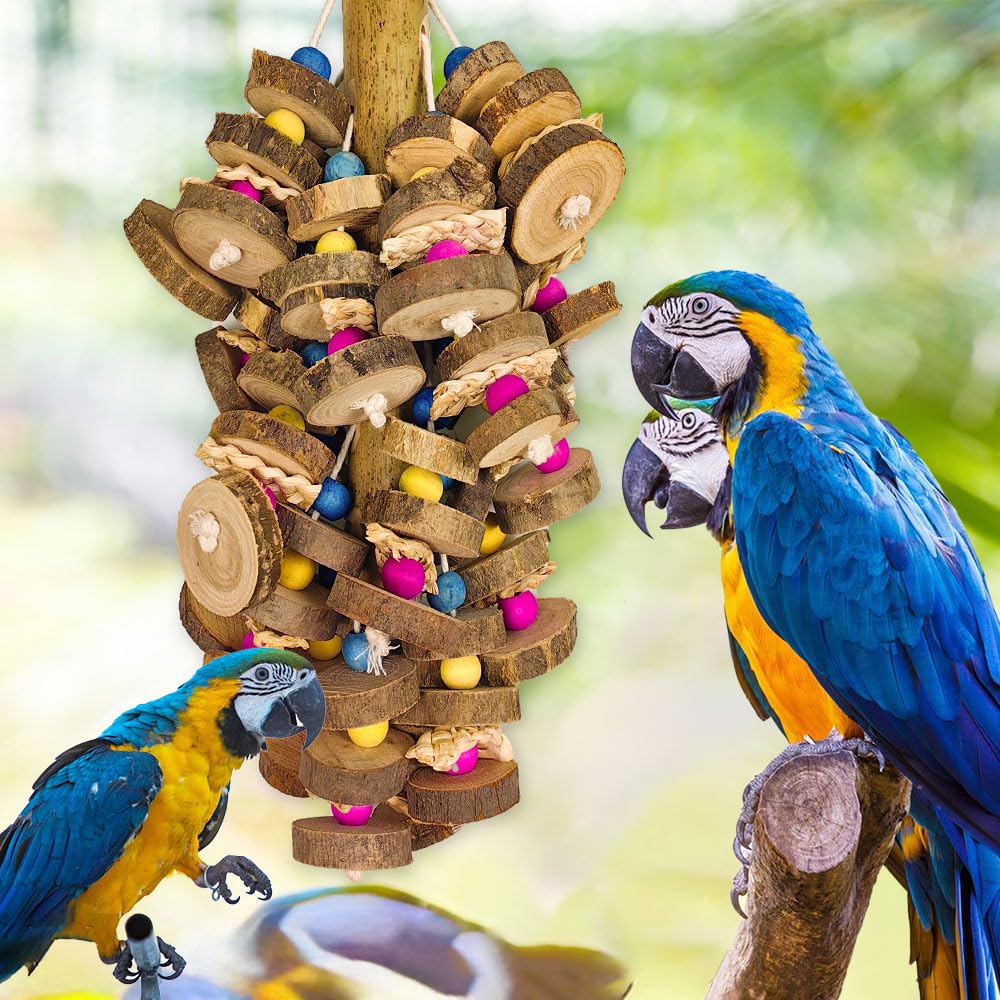 Extra Large Bird Parrot Toys- 19.7 inch Multicolored Natural Wooden Block Parrot Chewing Toy Suggested for Macaws cokatoos, African Grey and a Variety of Amazon Parrots. (Large Size) - image 4