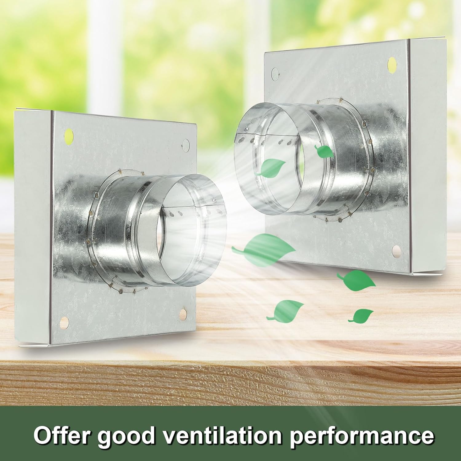 YOKIVE 2 Pcs Duct Connector Flange, Square Galvanized Steel Air Ducting Mounting Plate, Great for Heating Cooling Ventilation HVAC Exhaust Fan System(6 Inch, Silver Tone)