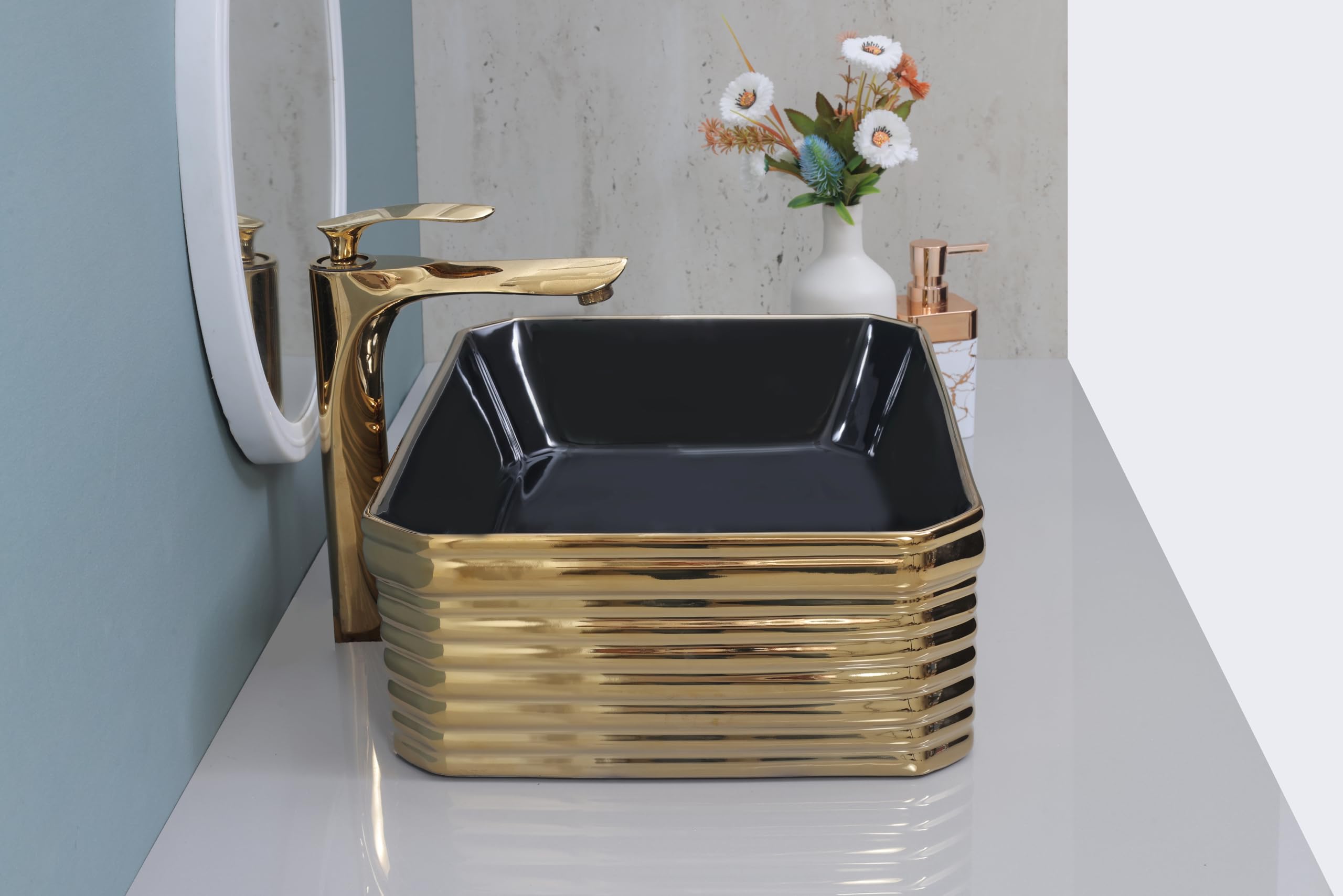 HISRE Ceramic Table Top Vessel Sink Wash Basin Over Counter/Counter Top Wash Basin for Bathroom & Living Room (Model - G3051), photo 2 of 4