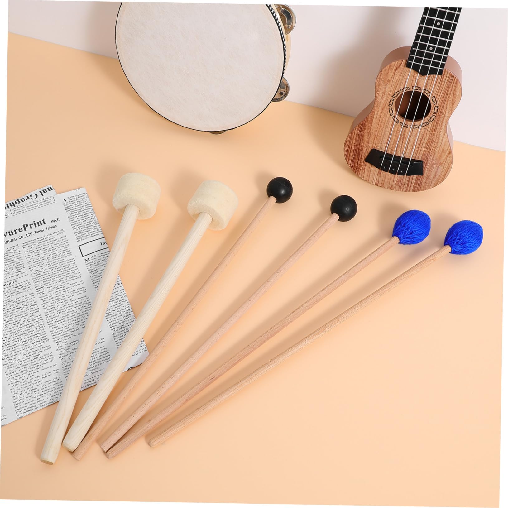 Didiseaon 6 Piezas Baquetas de Madera para Batería Percusión Mazos para Bombo y Timbal Accesorios Instrumentos Musicales Resistentes y Versátiles para Músicos