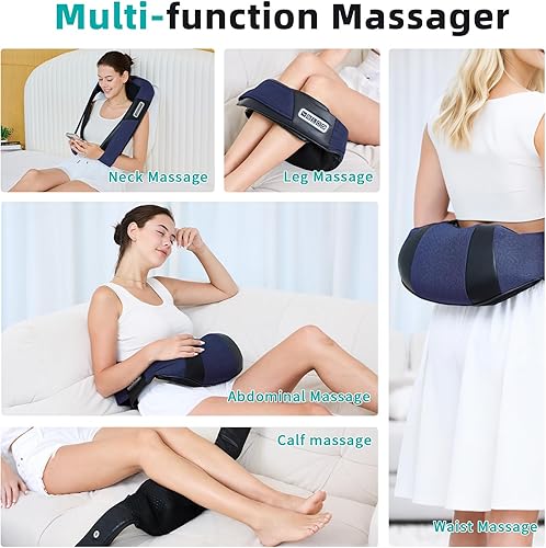 Miniatura 3 de Masajeador de cuello, masajeador Shiatsu inalámbrico de hombro con calor, amasado de tejido profundo 4D mejorado, masajeador de espalda recargable