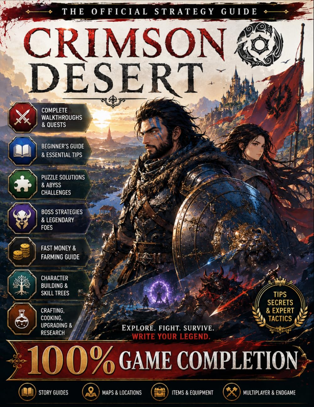 THE OFFICIAL COMPLETE STRATEGY GAME GUIDE & WALKTHROUGH BOOK For CRIMSON DESERT (Update 2026 Edition): 100% Walkthrough, Boss Strategies, Puzzle Solutions, Crafting, Cooking, Upgrading & Research