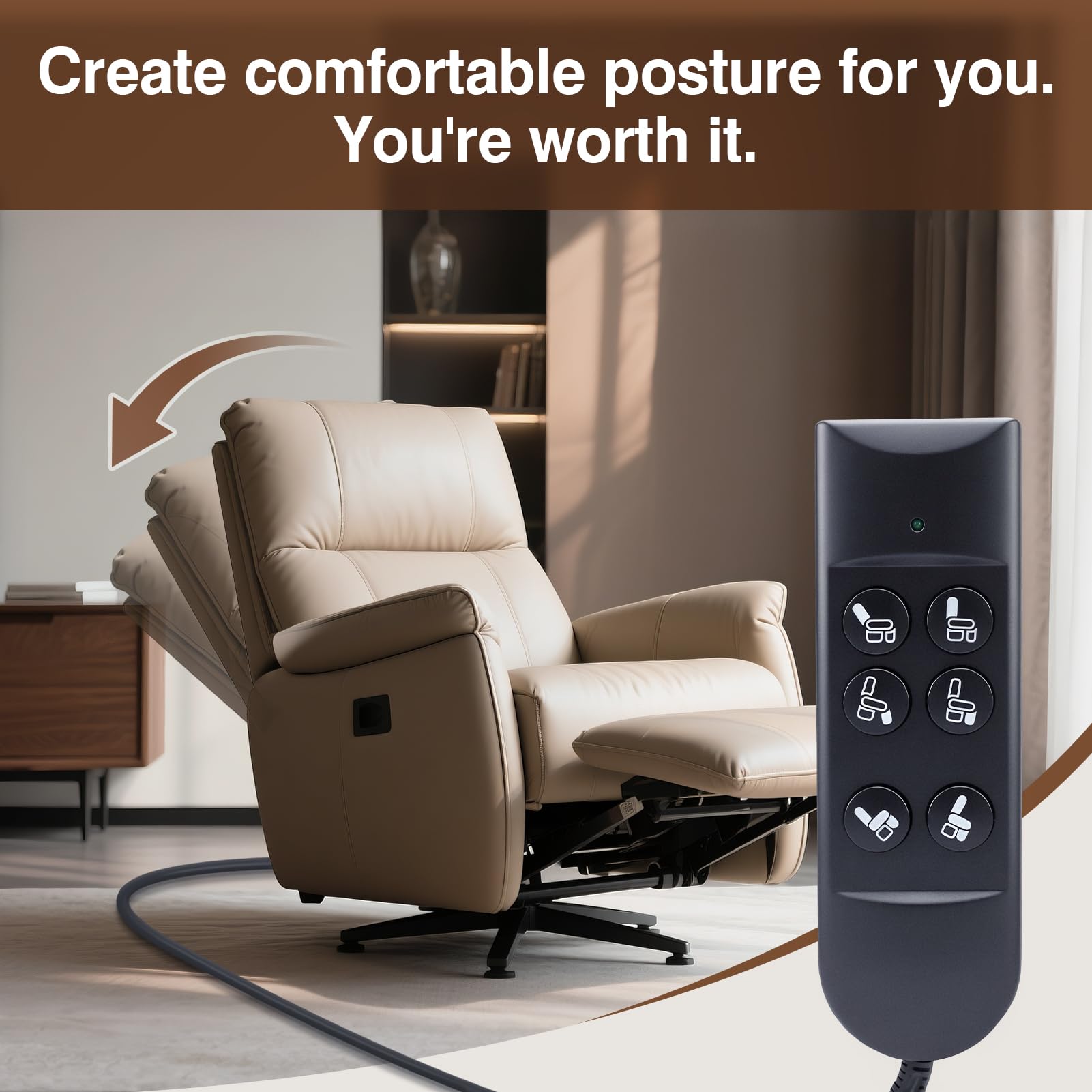 Yosoo Health Gear Contrôleur de Fauteuil Inclinable Électrique 6 Boutons 5 PIN, Interrupteur Manuel de Fauteuil Inclinable, Électrique Chaise Inclinable Télécommande pour Canapé Électrique