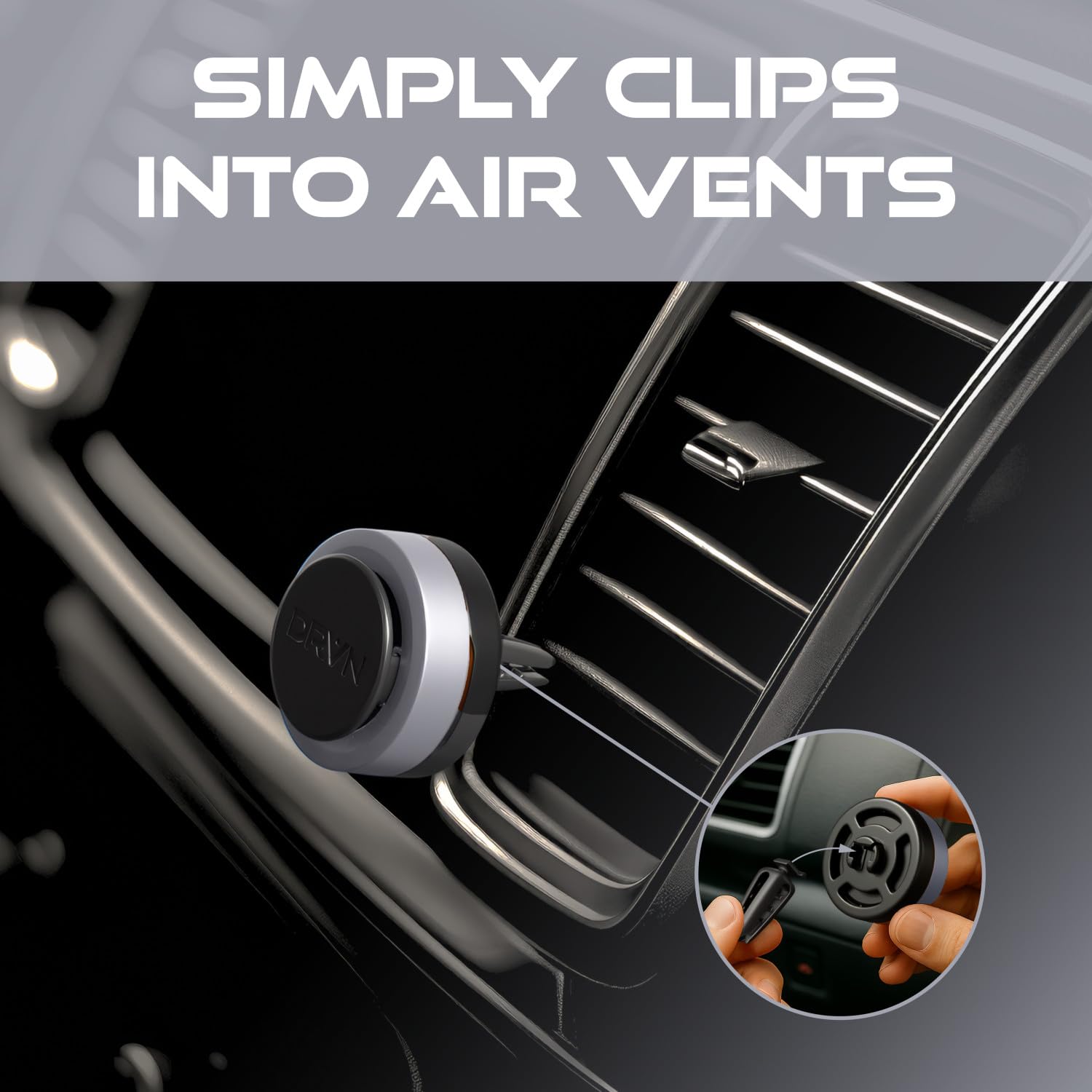 DRVN Car Vent Clip Air Fresheners, Pack of 6, Dark Sky Scent, Fresh Citrus & Sandalwood Fragrance, Long-Lasting 30-Day Odour Elimination, Secure Adjustable Clip for Cars, SUVs, Trucks & Vans — view 6