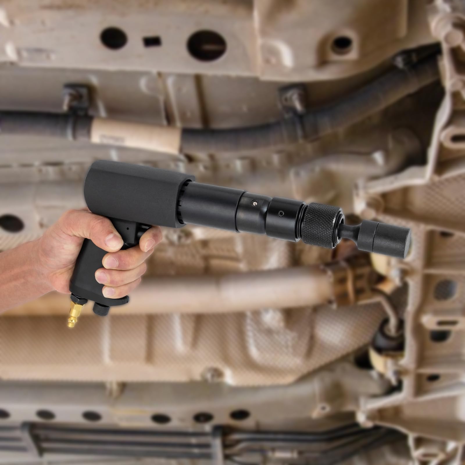 Air Hammer, Air Chisel, Vibration Reduced Long Barrel Air Hammer, Professional Air Hammer Kit Set, Multi-Functional Pneumatic Hammer, 2100bpm, 3.94in Stroke, 1/4