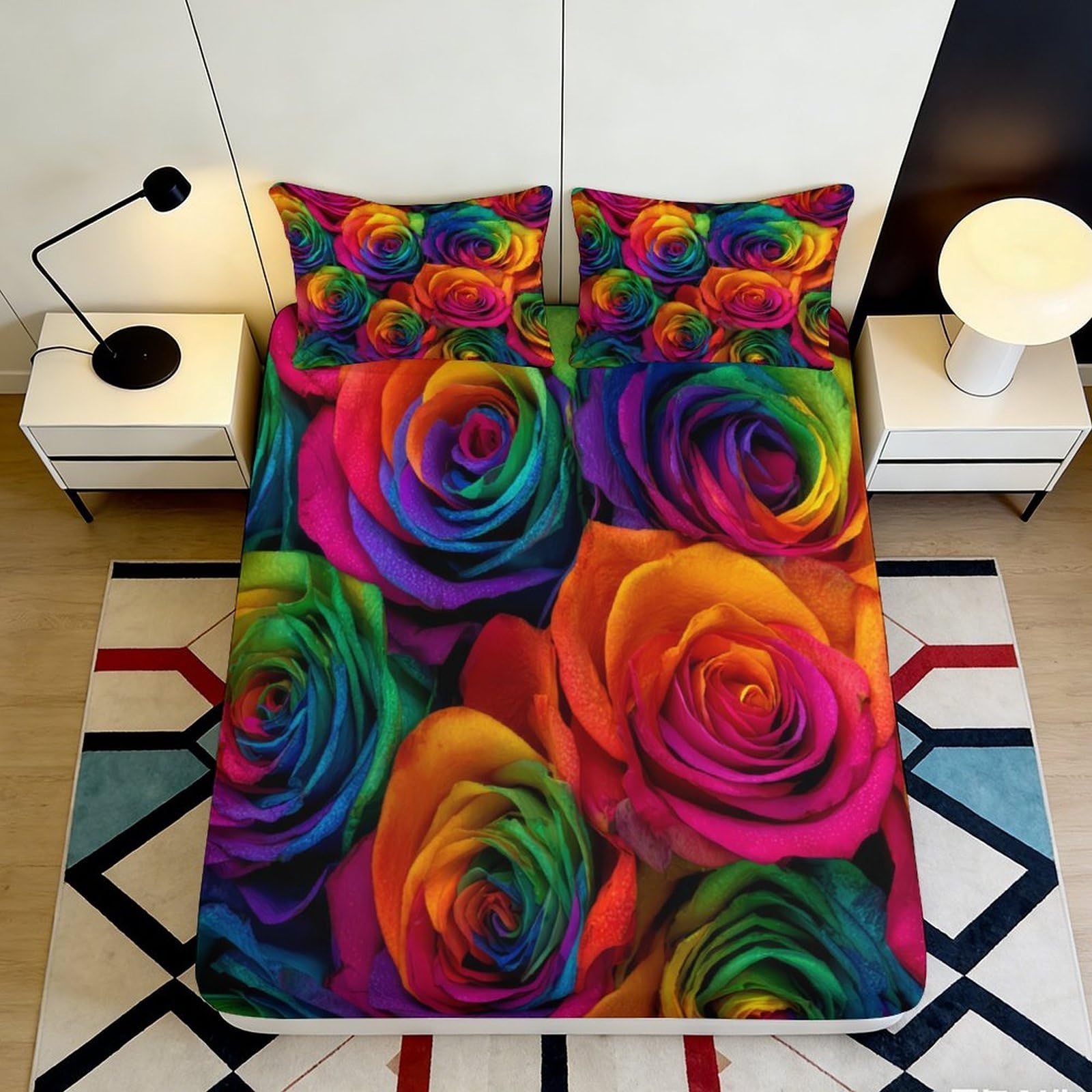 3D Printed Sunset Ocean Fitted Sheet Microfiber Deep Pocket Non-Slip Bedroom Bedding Ocean Mattress Fitted Cover for Home 120x200x25cm